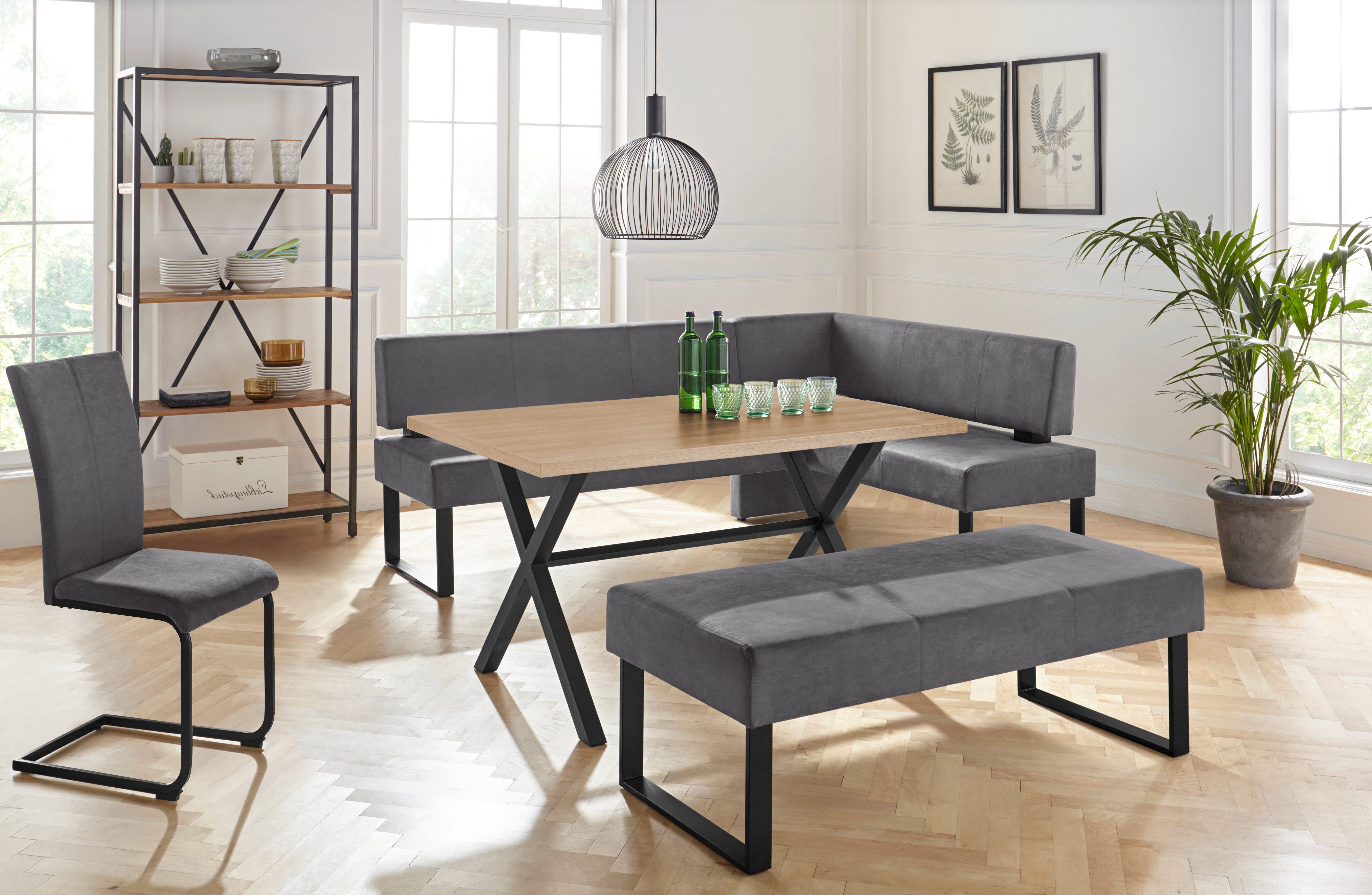 Home affaire Hoekbank Oliver met metalen frame, keukenbank verschillende hoezen cord eetkamerbank ottos choice