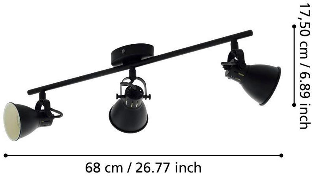 EGLO Ledplafondspots SERAS 2 plafondlamp, woonkamerlamp, spot, zwart, metaal, GU10