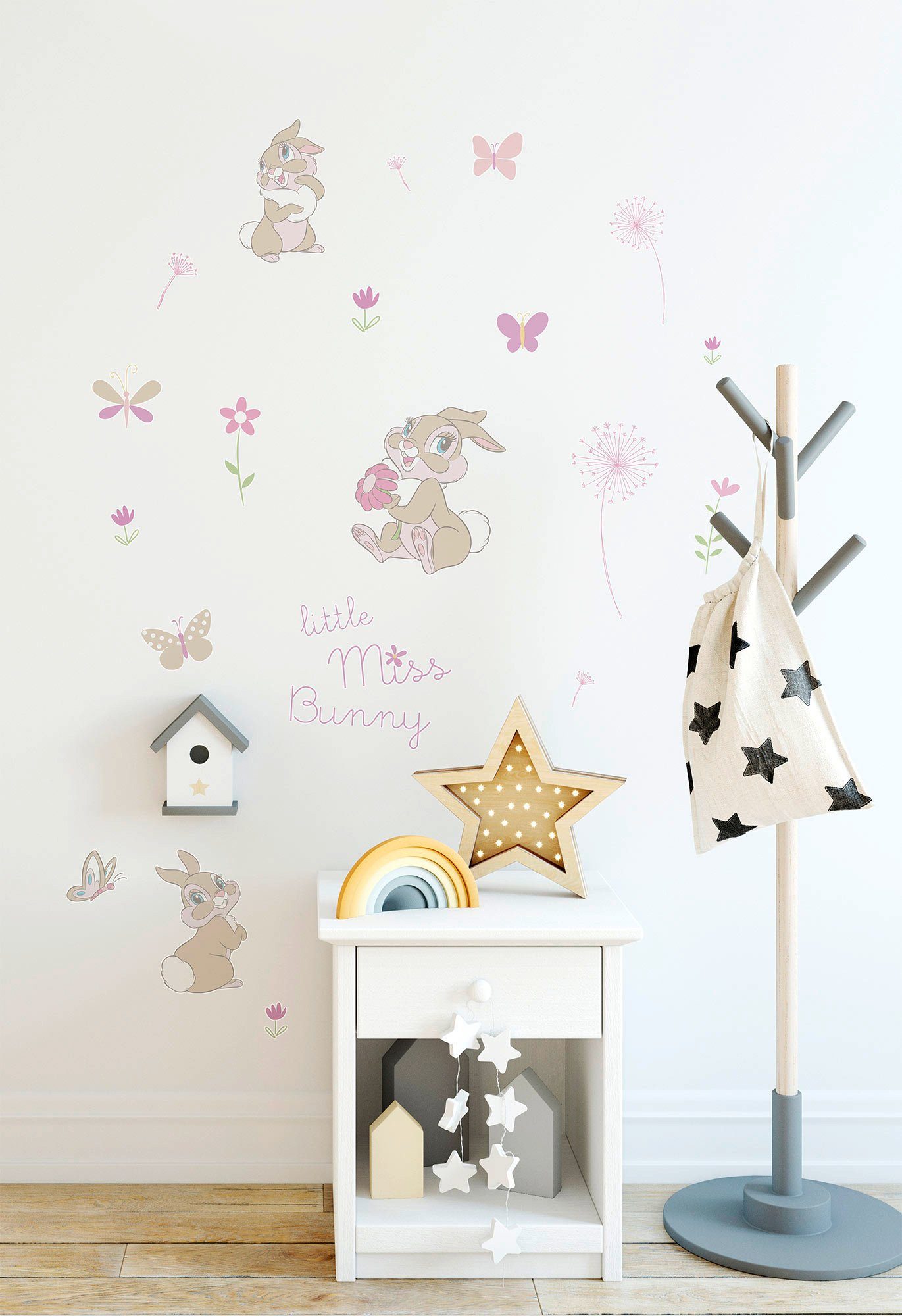 Komar Wandfolie Little Miss Bunny - afm. 50 x 70 cm zelfklevend, wandstickers, kinderkamer (24-delig)
