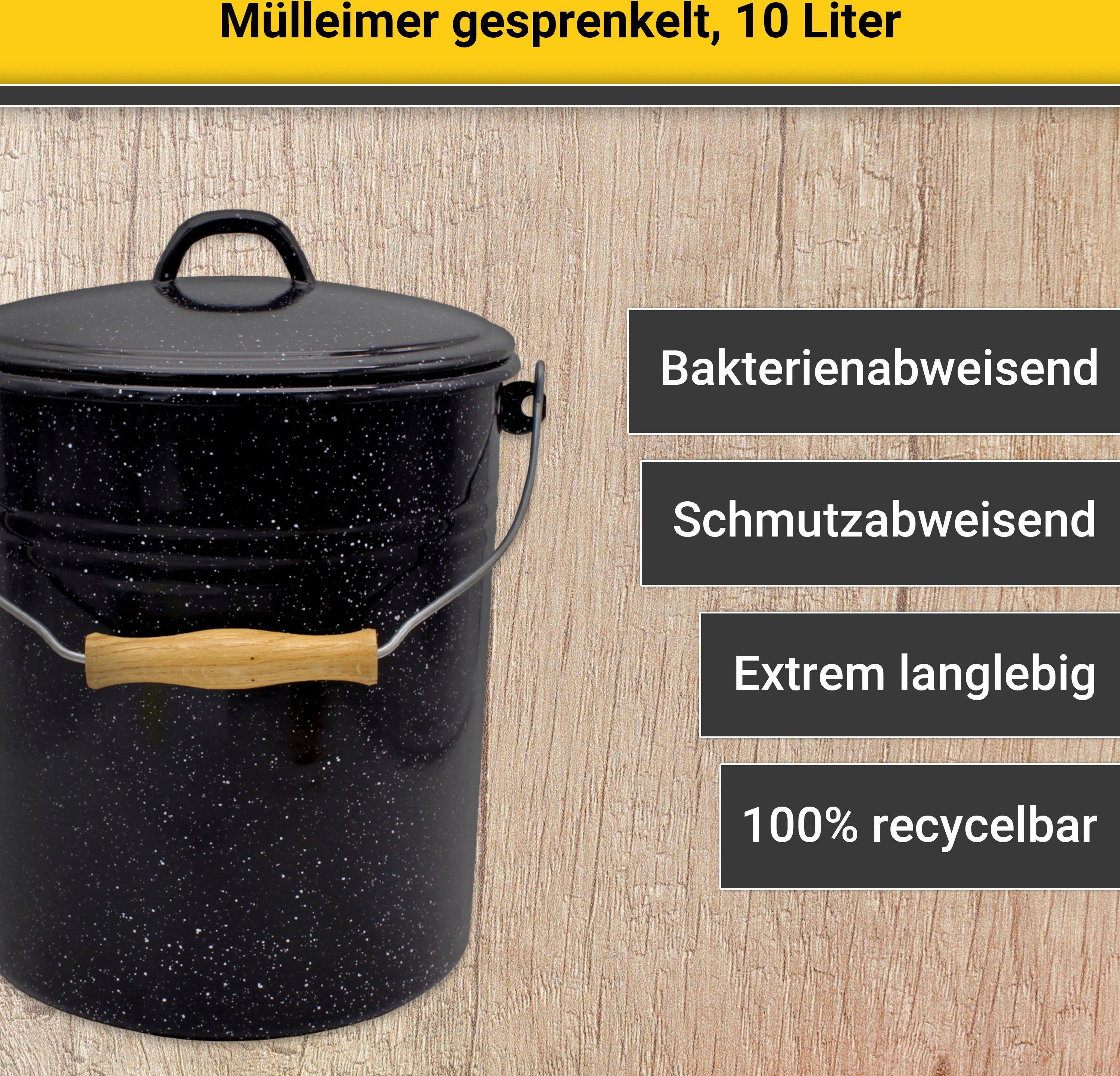 Krüger Vuilnisemmer Emaille prullenbak met deksel Serie Rio snij- / krassbestendige oppervlakte, bacteriewerend, extreem duurzaam (2-delig)