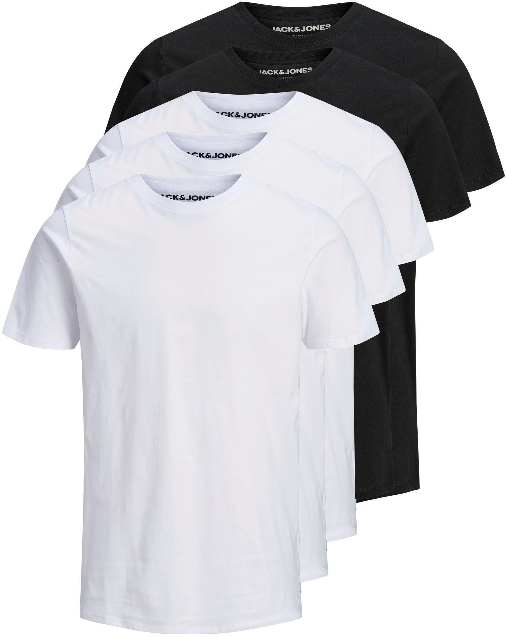 Jack & Jones T-shirt JJEORGANIC BASIC TEE SS O-NE 5PK MP NOOS (5-delig, Set van 5)