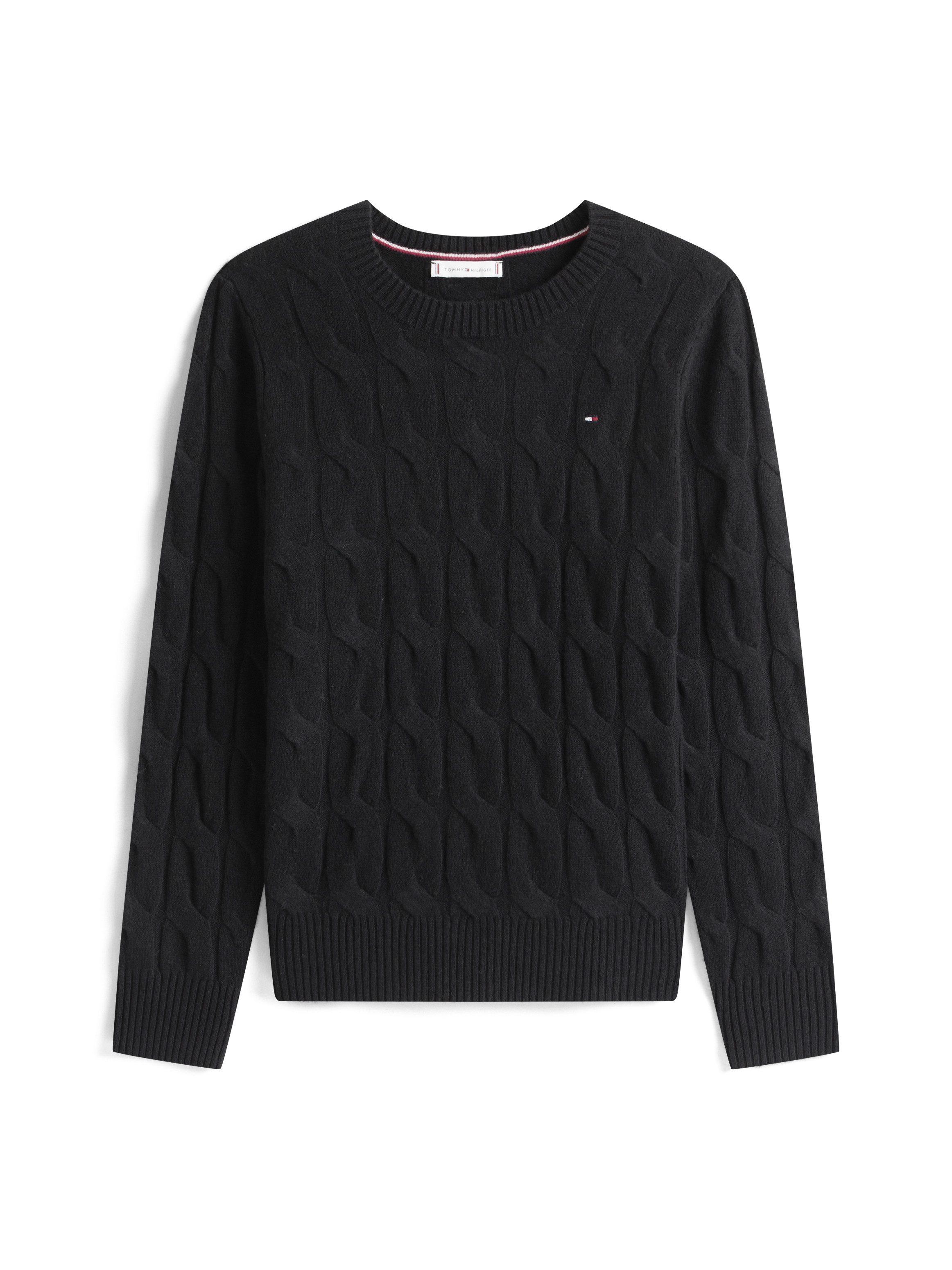 Tommy Hilfiger Gebreide trui SOFT WOOL CABLE C-NK met kabelpatroon, van zuivere wol