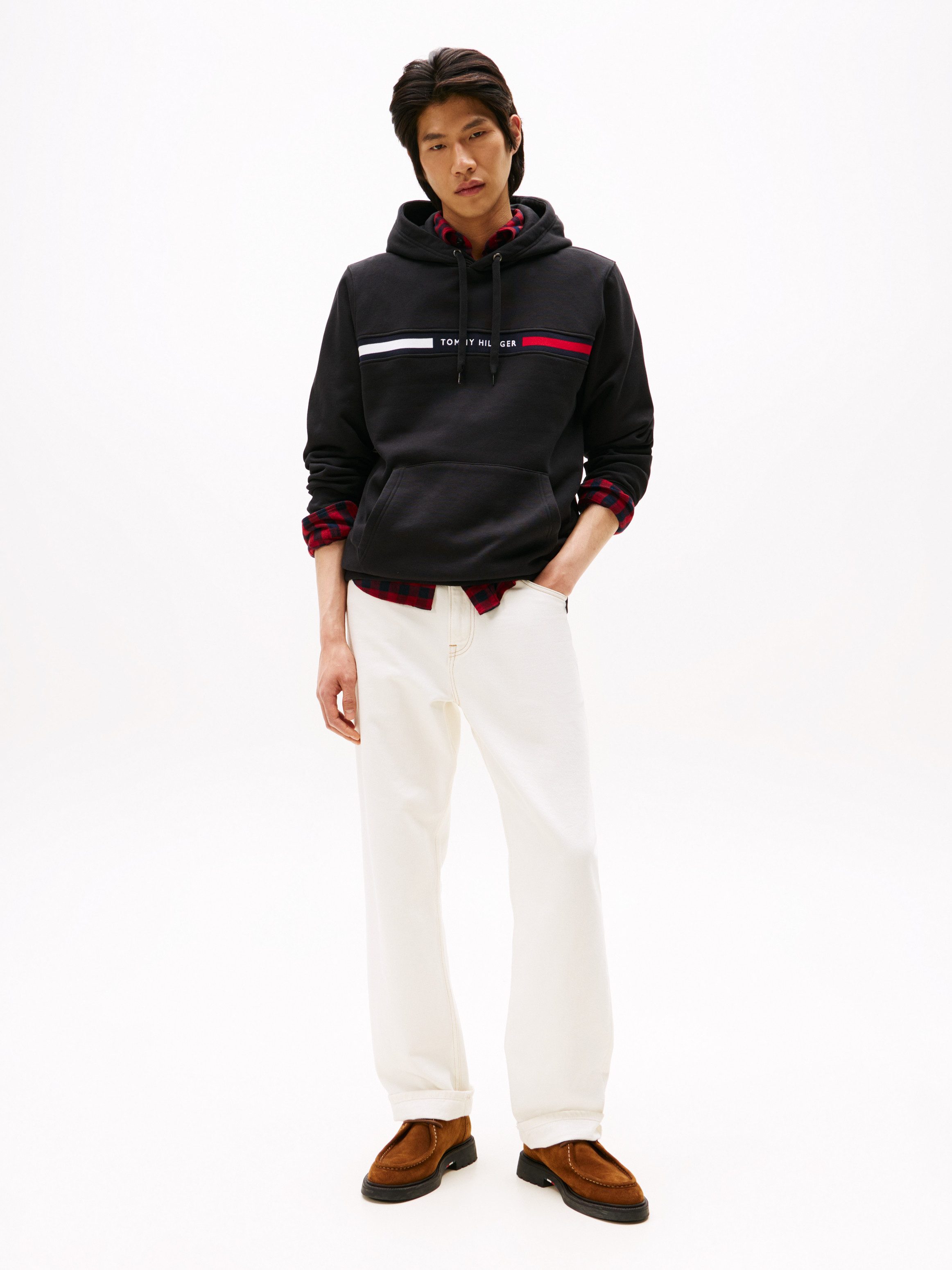 Tommy Hilfiger Hoodie HILFIGER CHEST INSERT HOODY met capuchon, kangoeroezak, logo-inscriptie