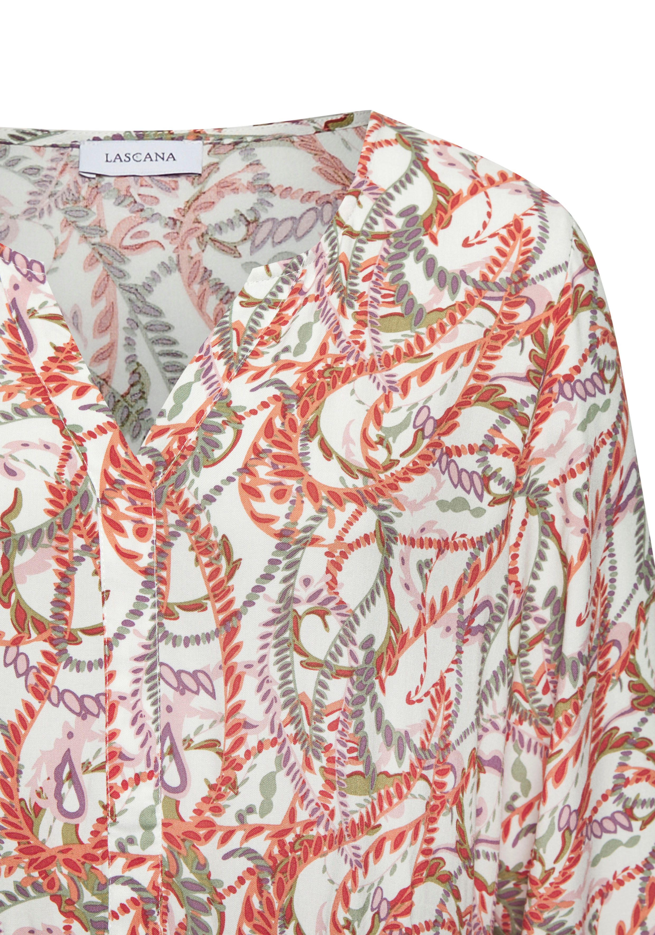 Lascana Maxi-jurk met all-over print en volants, lange mouwen, jurk met print, casual-chic