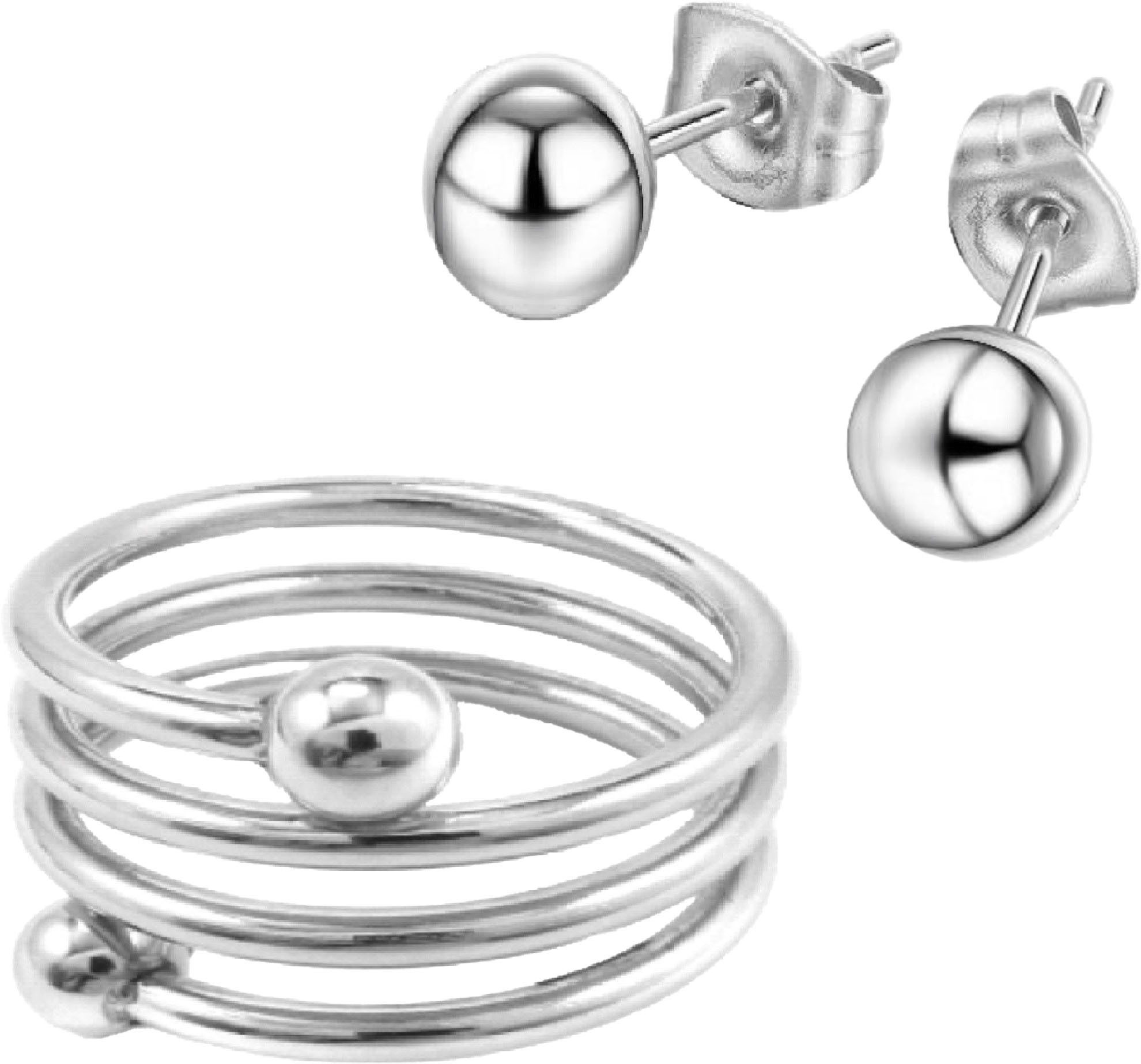 Firetti Sieradenset Multipack sieraden cadeau roestvrijstalen ring paar oorstekers (set, 3-delig)