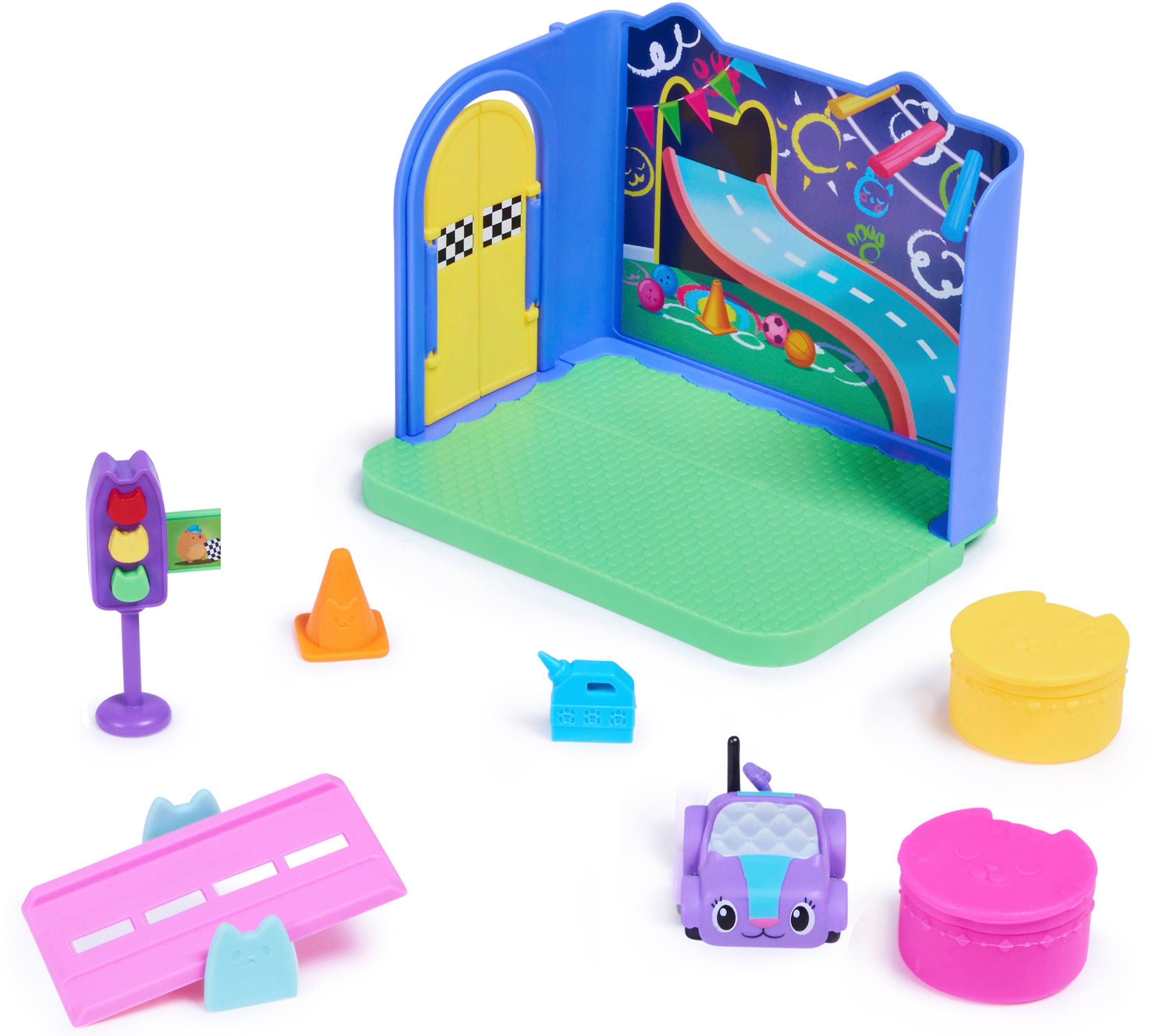 Spin Master Speelwereld Gabby's Dollhouse - Deluxe kamer - Carlita's speelkamer met Carlita auto, meubelstukken en thematische accessoires