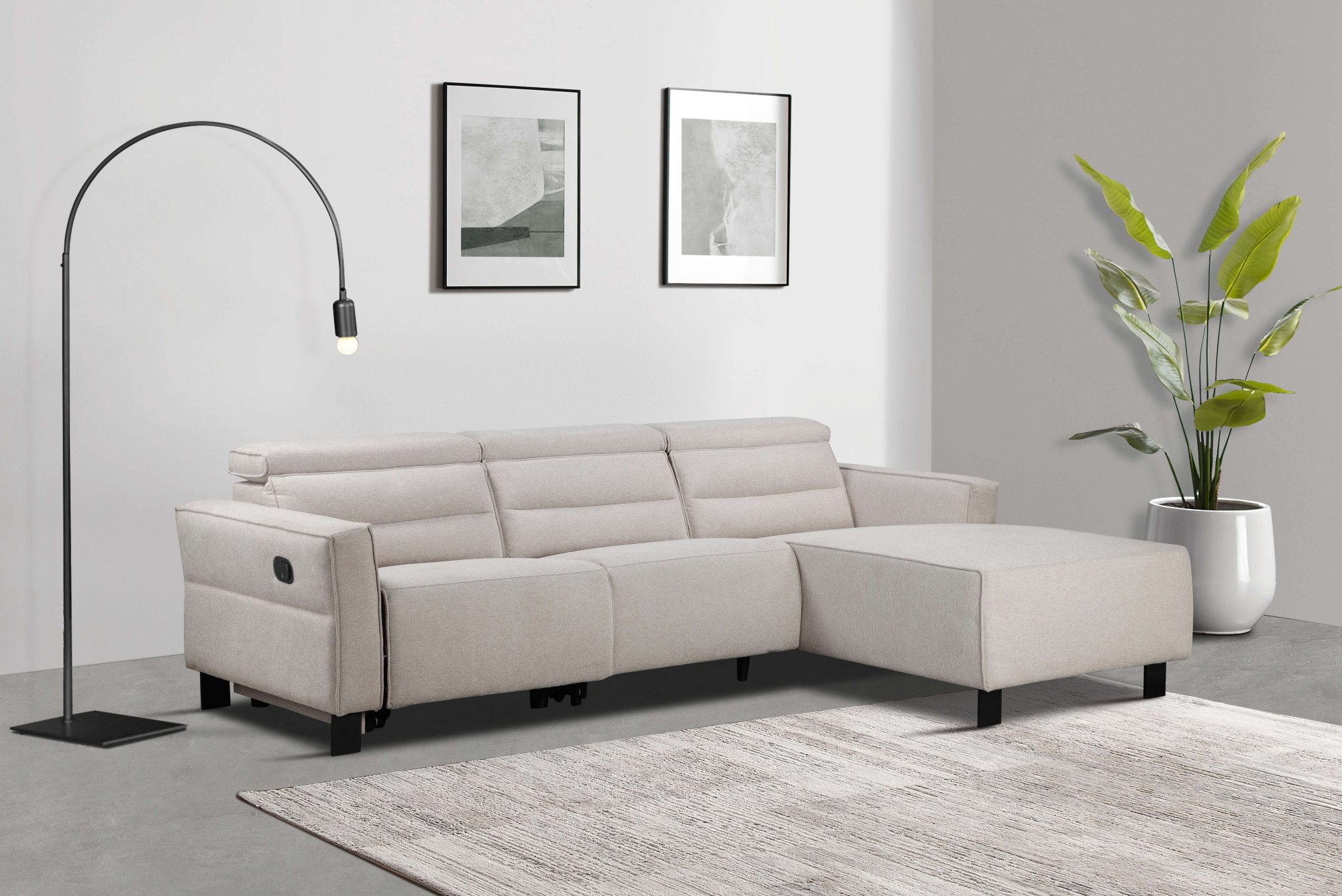 Places of Style Hoekbank Carpari, L-vorm, 263 cm, handmatige of elektrische relaxfunctie