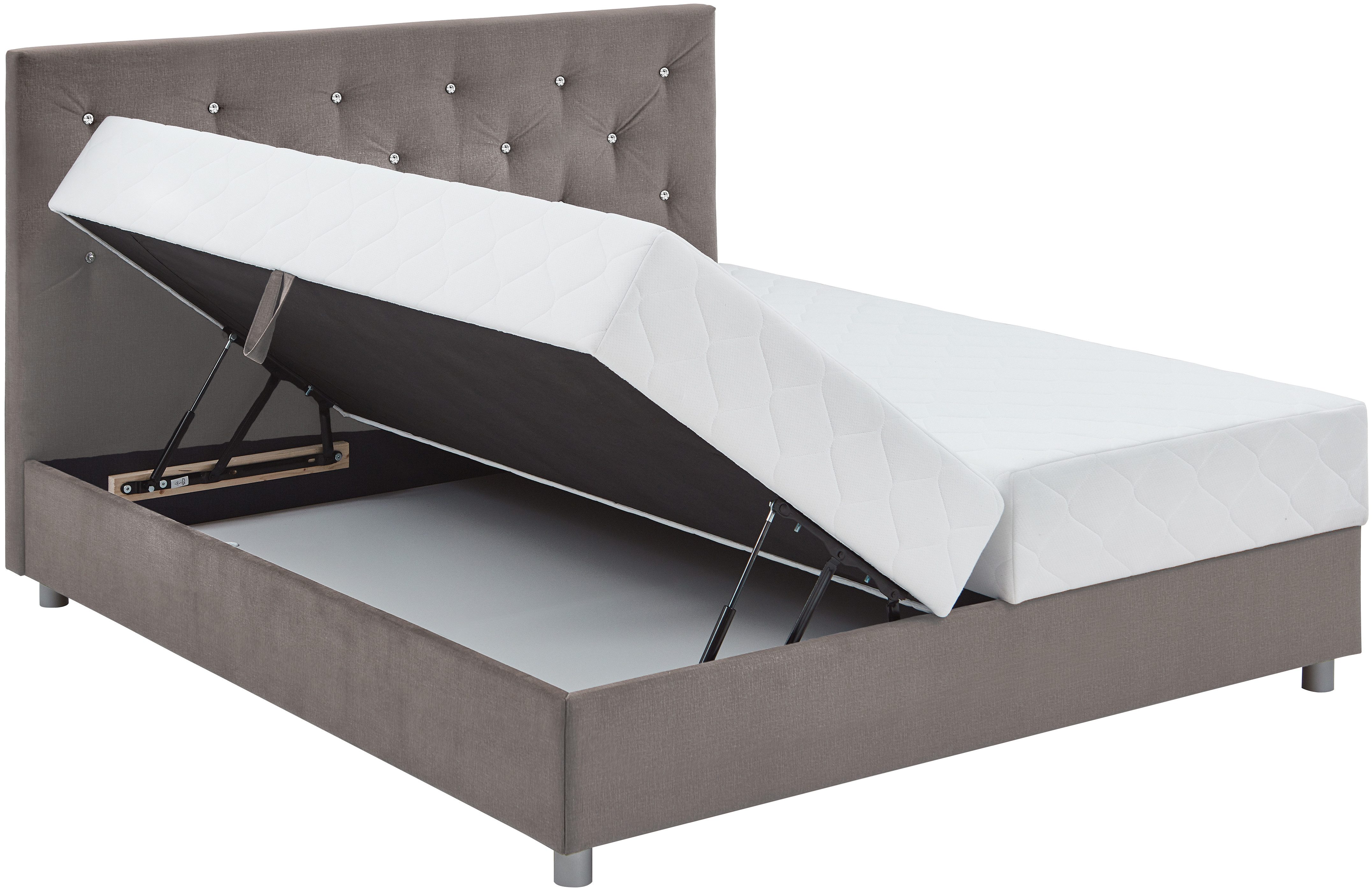 ATLANTIC home collection Boxspring CELIA in hoogwaardige fluweellook met pocketveringsmatras, bedkist en strassteentjes