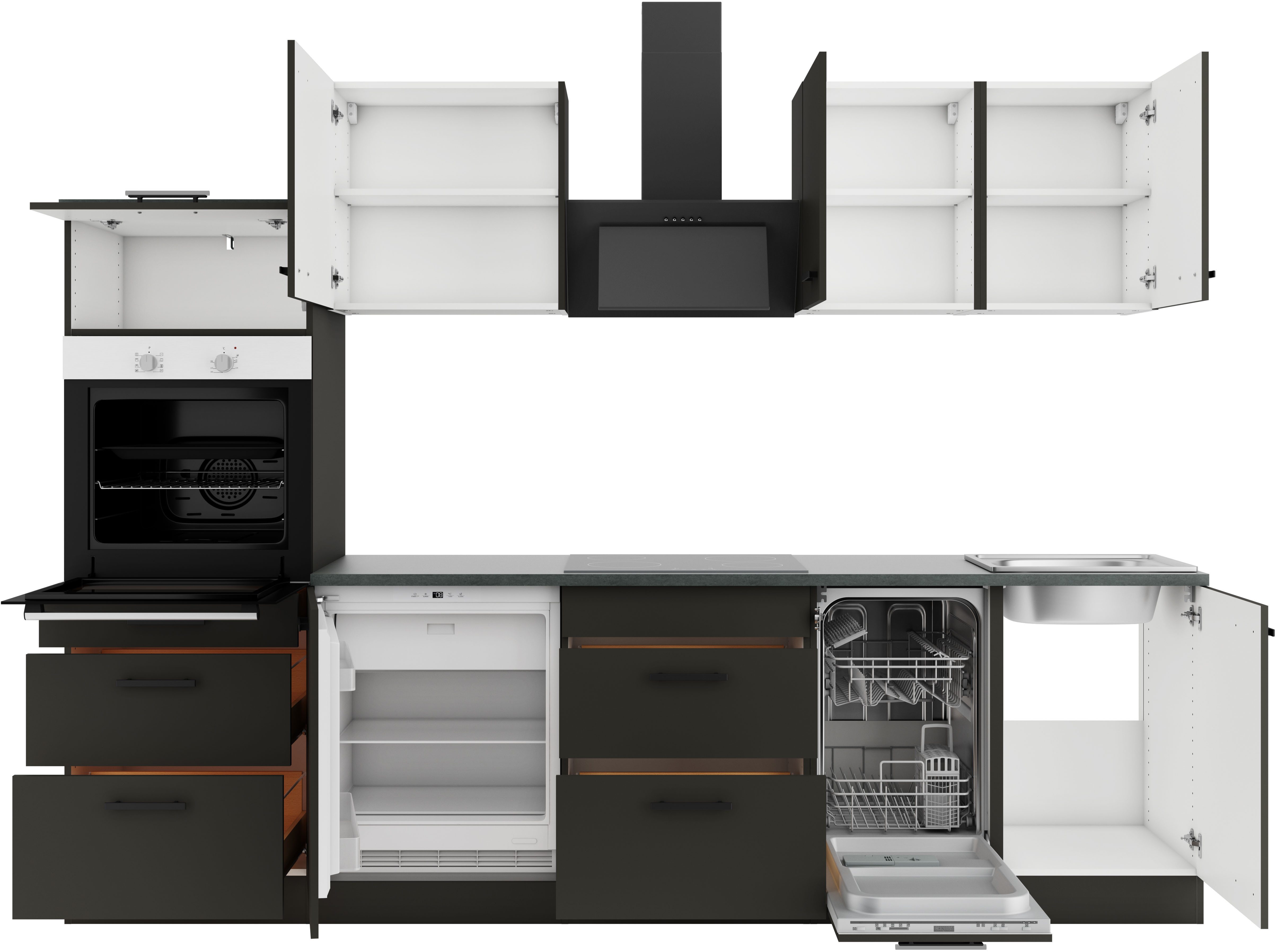 OPTIFIT Keukenblok Palma Breedte 270 cm, optioneel met E-apparaten, aan de zijkant omkeerbaar