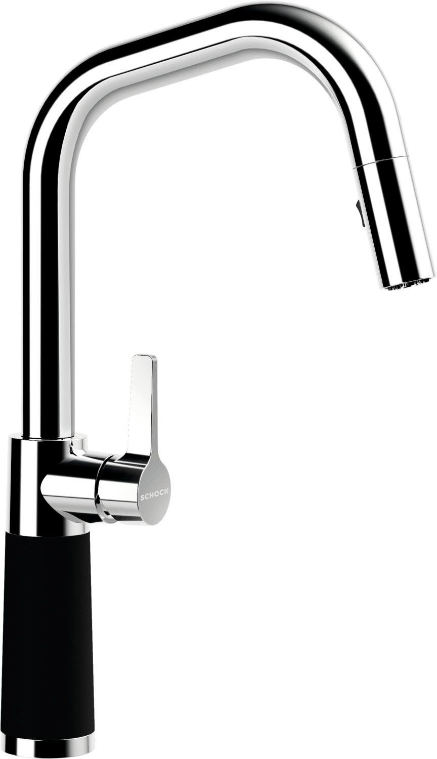 Schock Keukenkraan SC-530 SB uitschuifbaar, straal-douche, terugstroombegrenzer, draaibereik 120° keukenkranen zwart