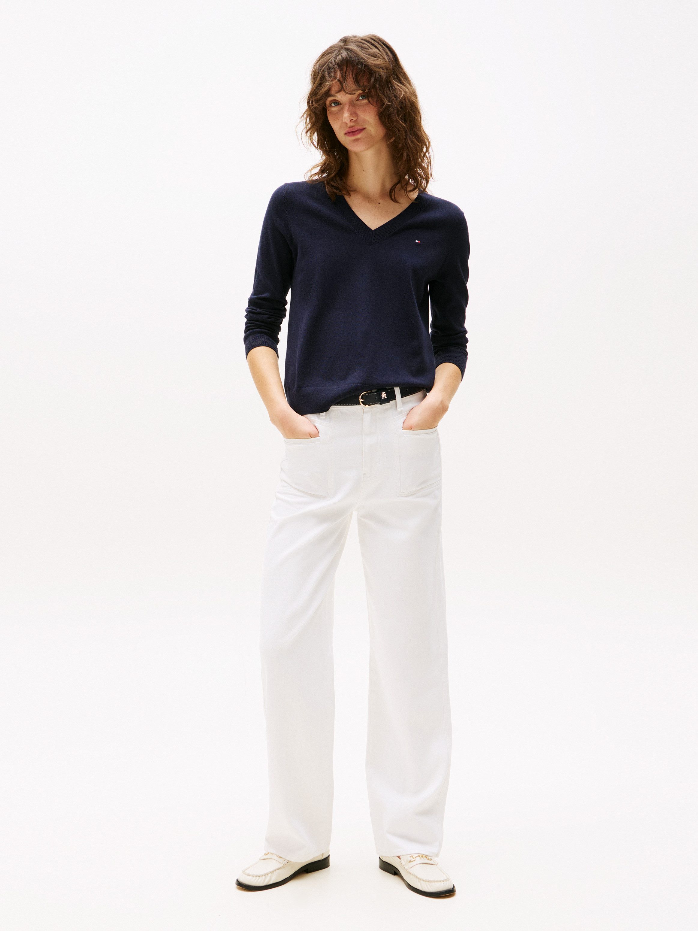 Tommy Hilfiger Trui met V-hals CO JERSEY STITCH V-NK SWEATER