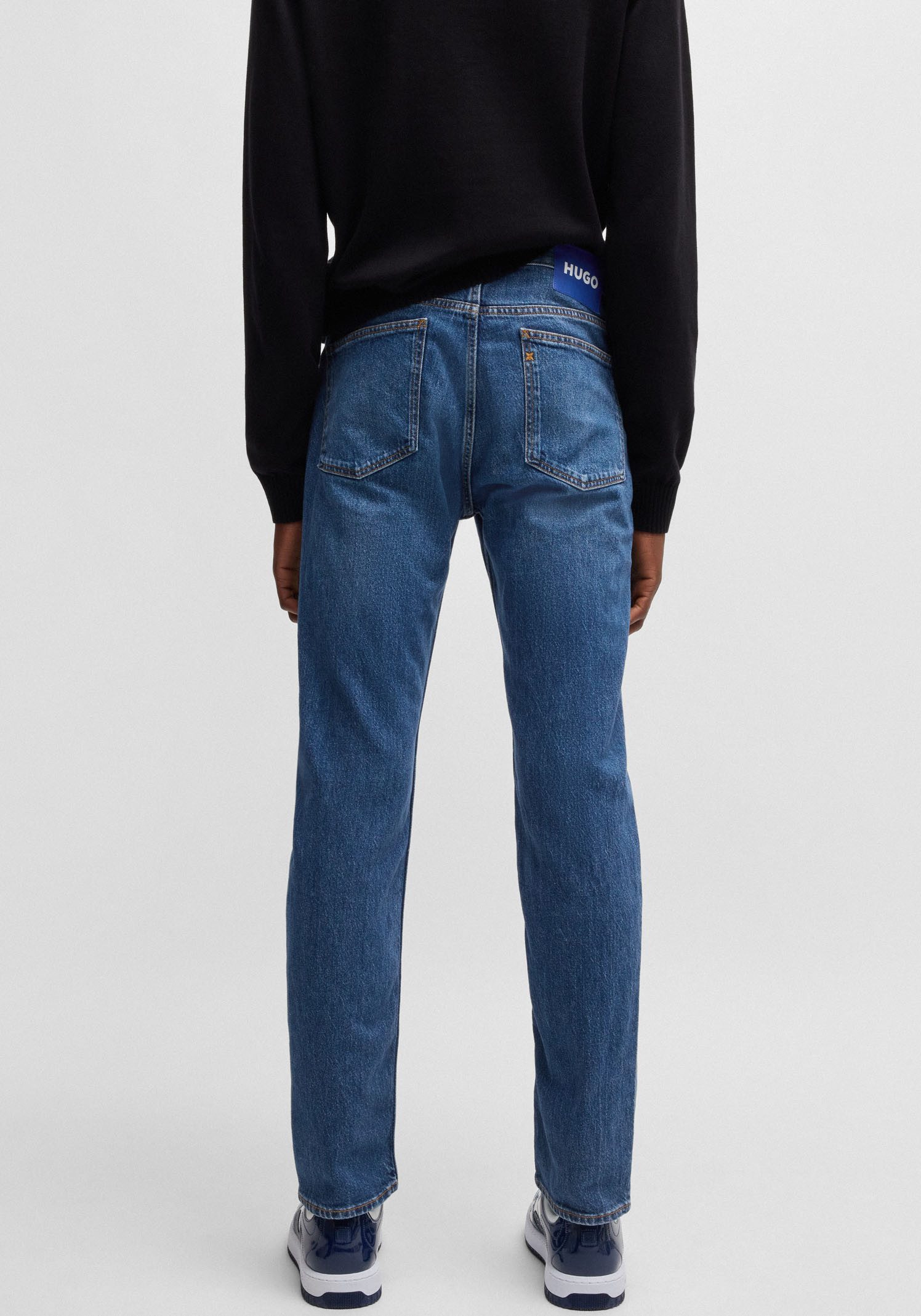 HUGO Blue Slim fit jeans Ash met stone-washed-finish