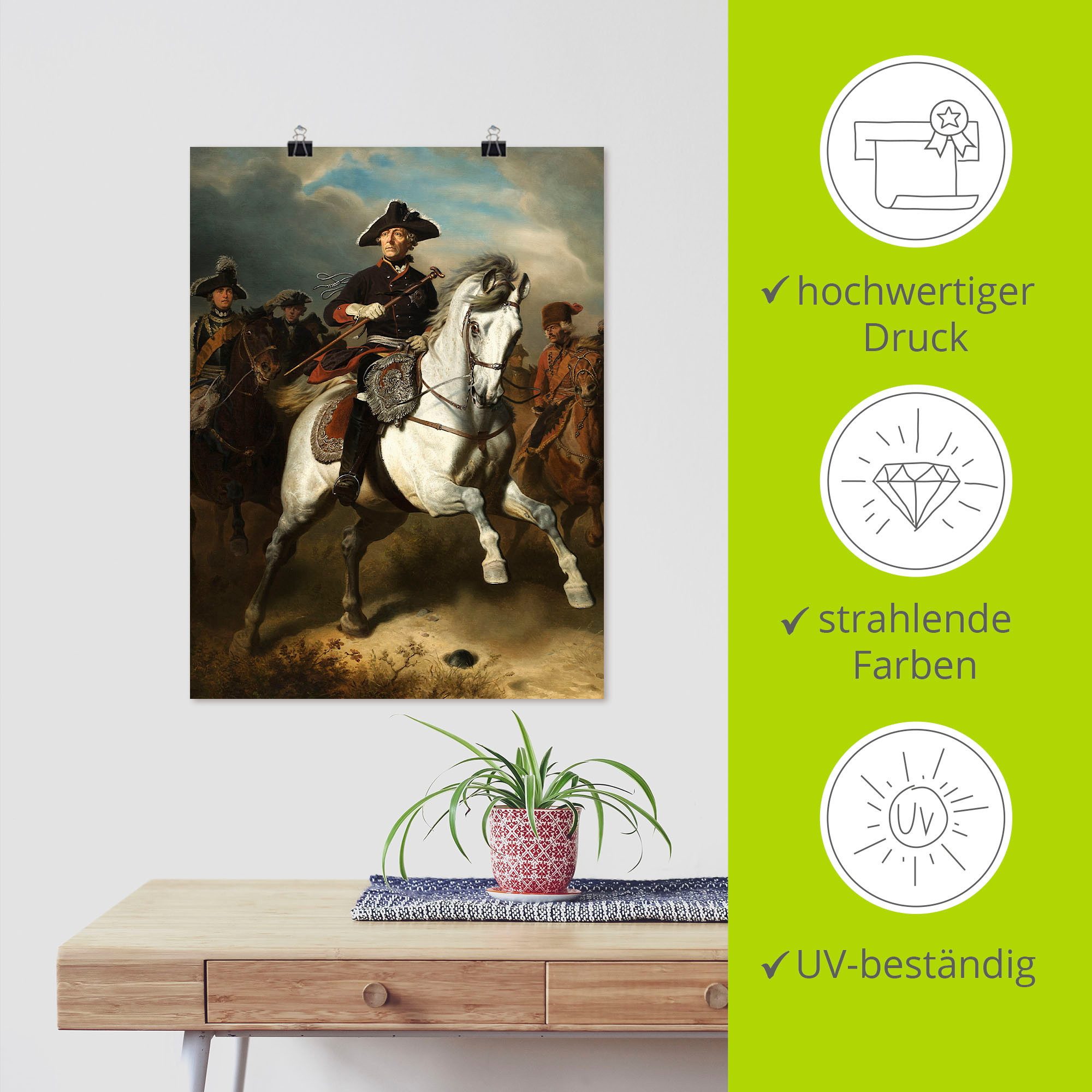 Artland Artprint Frederik De grote te paard. 1861 als artprint op linnen, poster, muursticker in verschillende maten