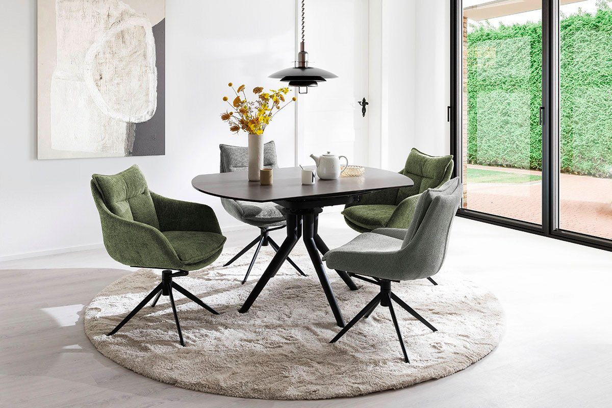 MCA furniture Eettafel RUBIKON vierpoot tafel 90-135 cm Keramiek, metaal, lengteschuif, uittrekbaar, 13 mm
