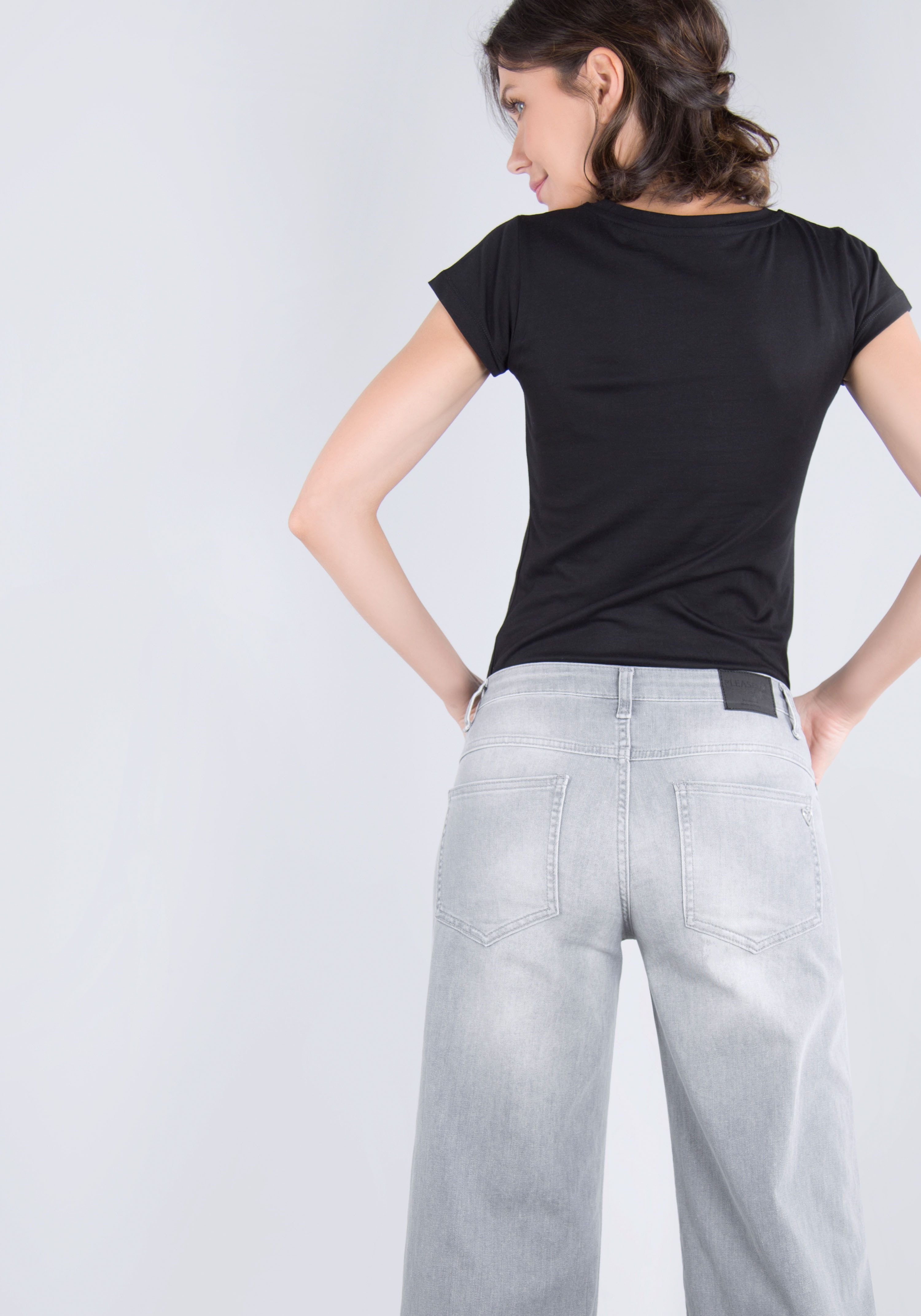 Please Jeans 5-pocket jeans met brede pijp en fade-out effecten