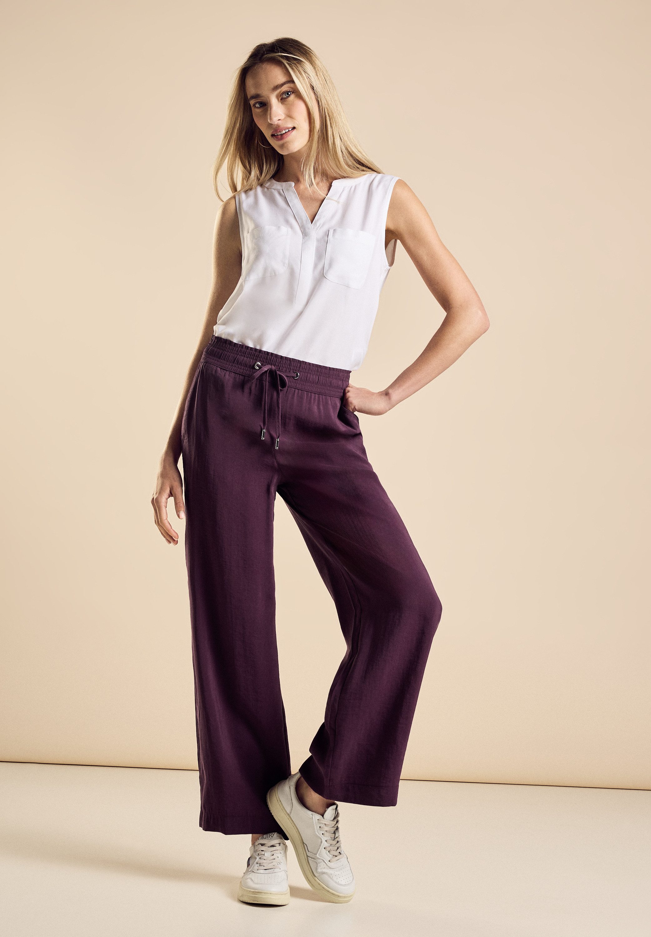 STREET ONE Stoffen broek met trekkoord