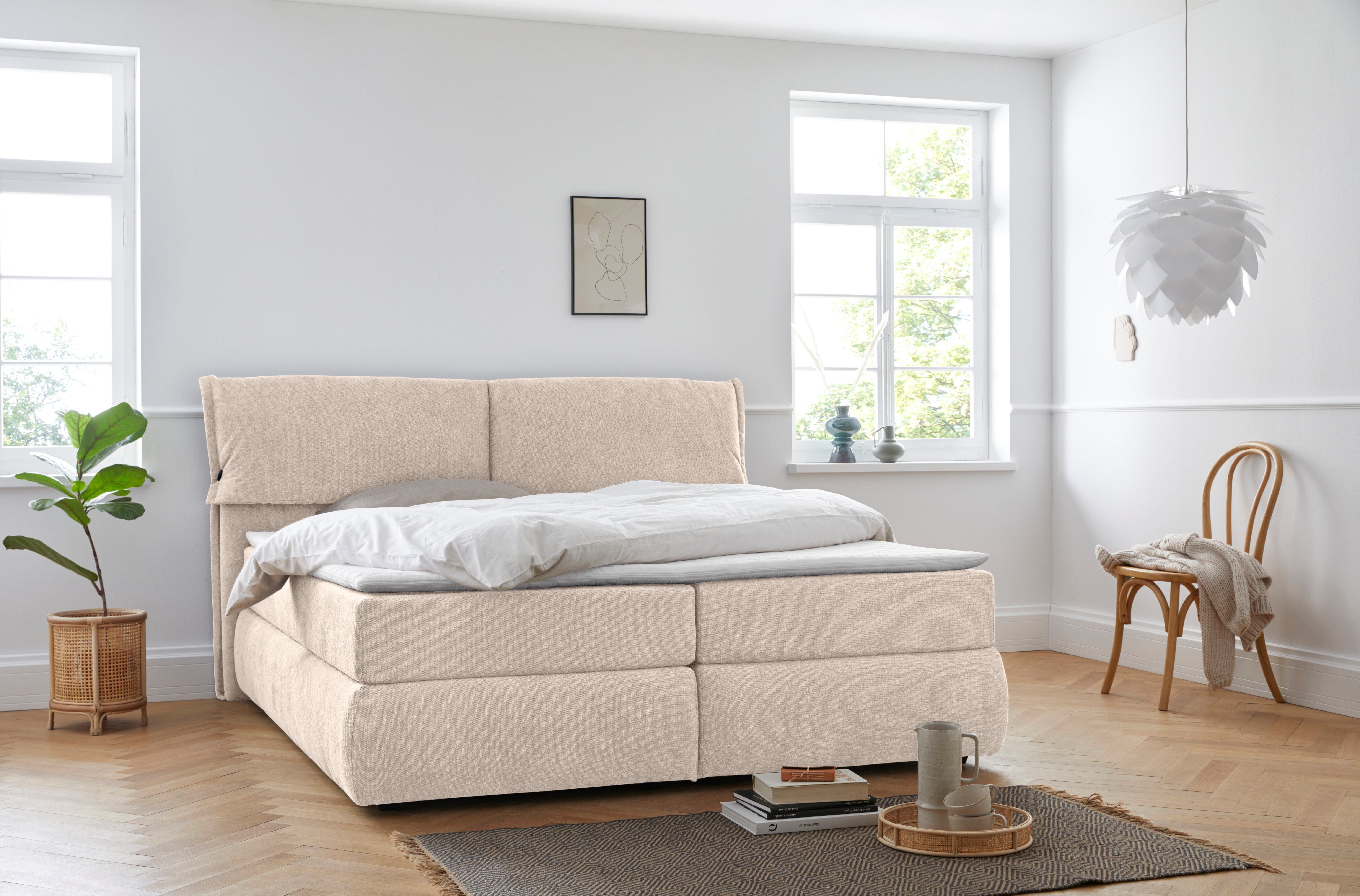 andas Boxspring Jenson in 4 kleuren, 4 breedten, 3 matrassoorten in 2 hardheden, topmatras boxsprings beige