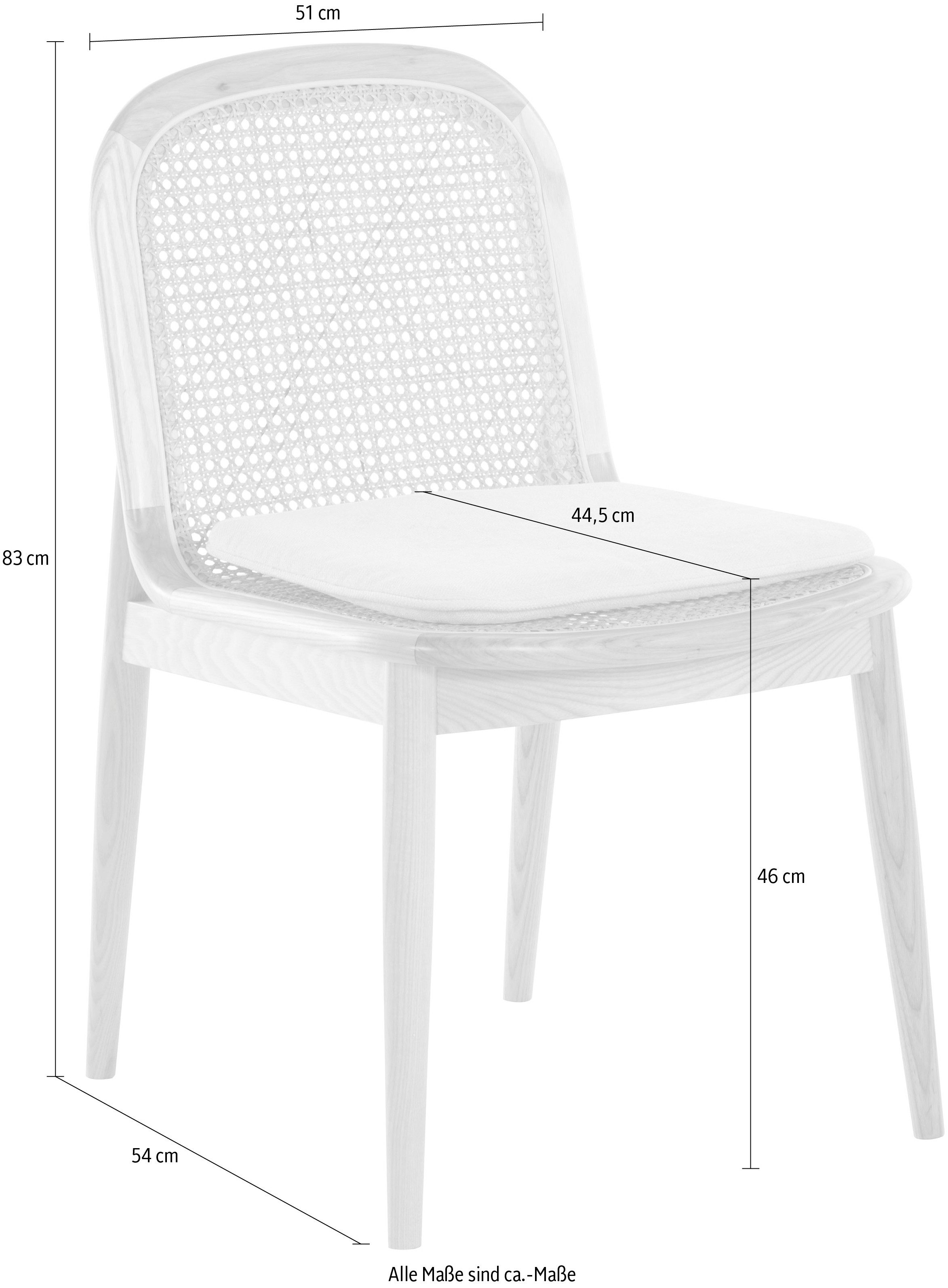 LeGer Home by Lena Gercke Eetkamerstoel 214LINASTUHL Polstertstoel met frame en poten van massief essenhout (set)