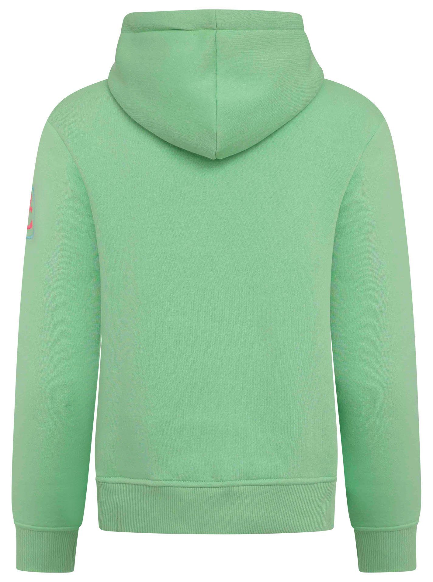 Zwillingsherz Sweatshirt met geborduurd moin-opschrift in neonkleuren