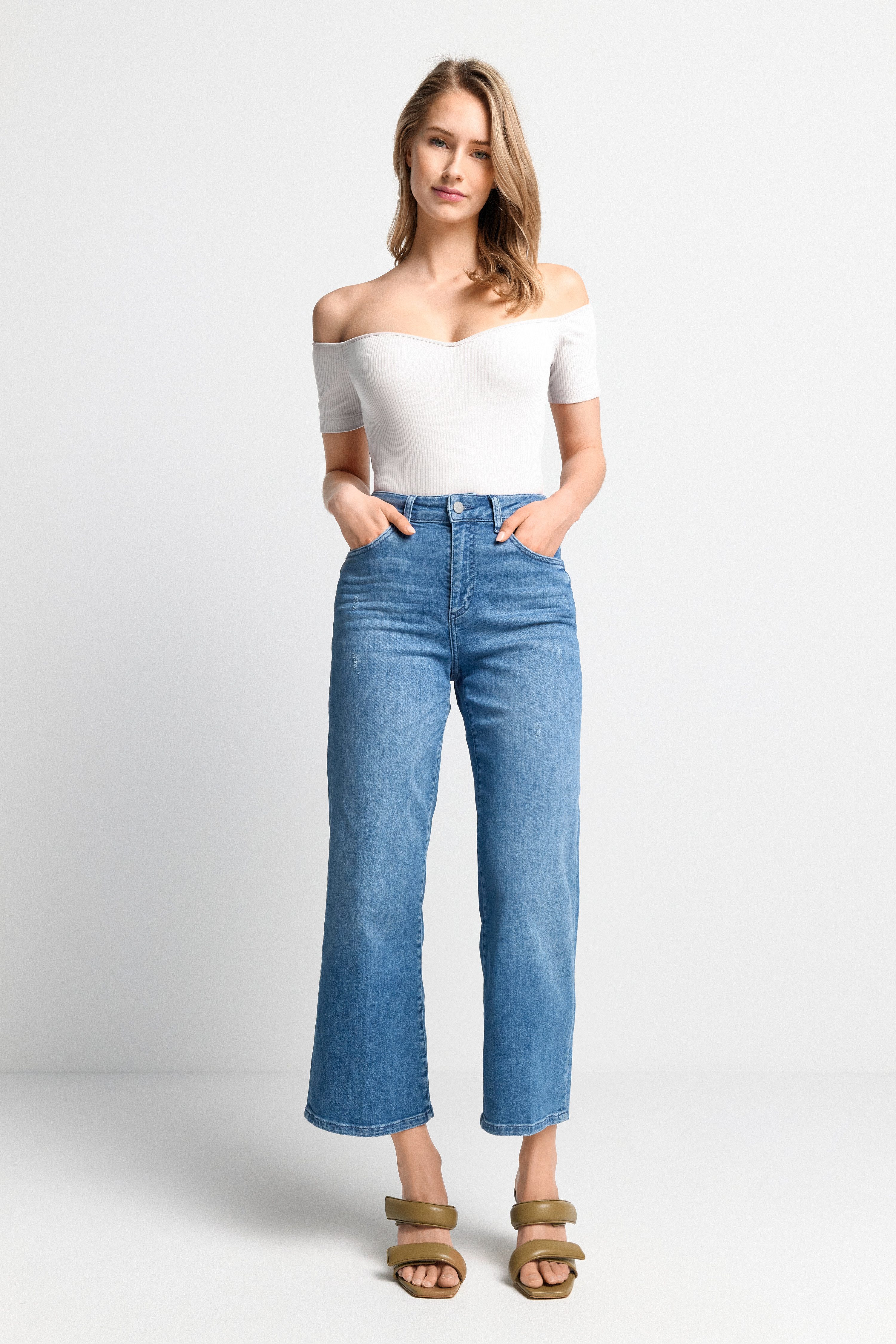 Rich & Royal T-shirt Off-shoulder, geribbeld