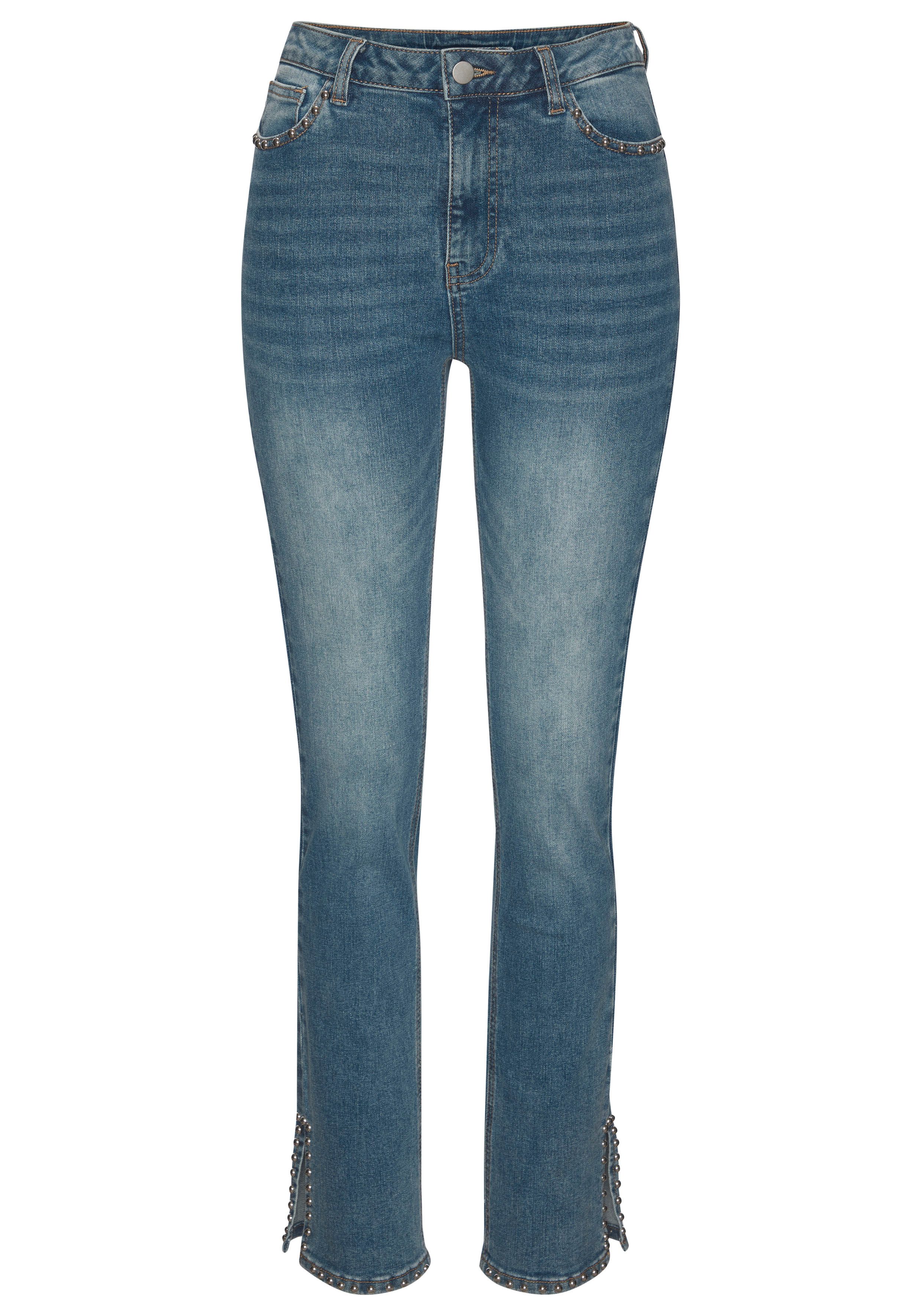 Buffalo 5-pocket jeans met split, studs details, skinny jeans, modieus