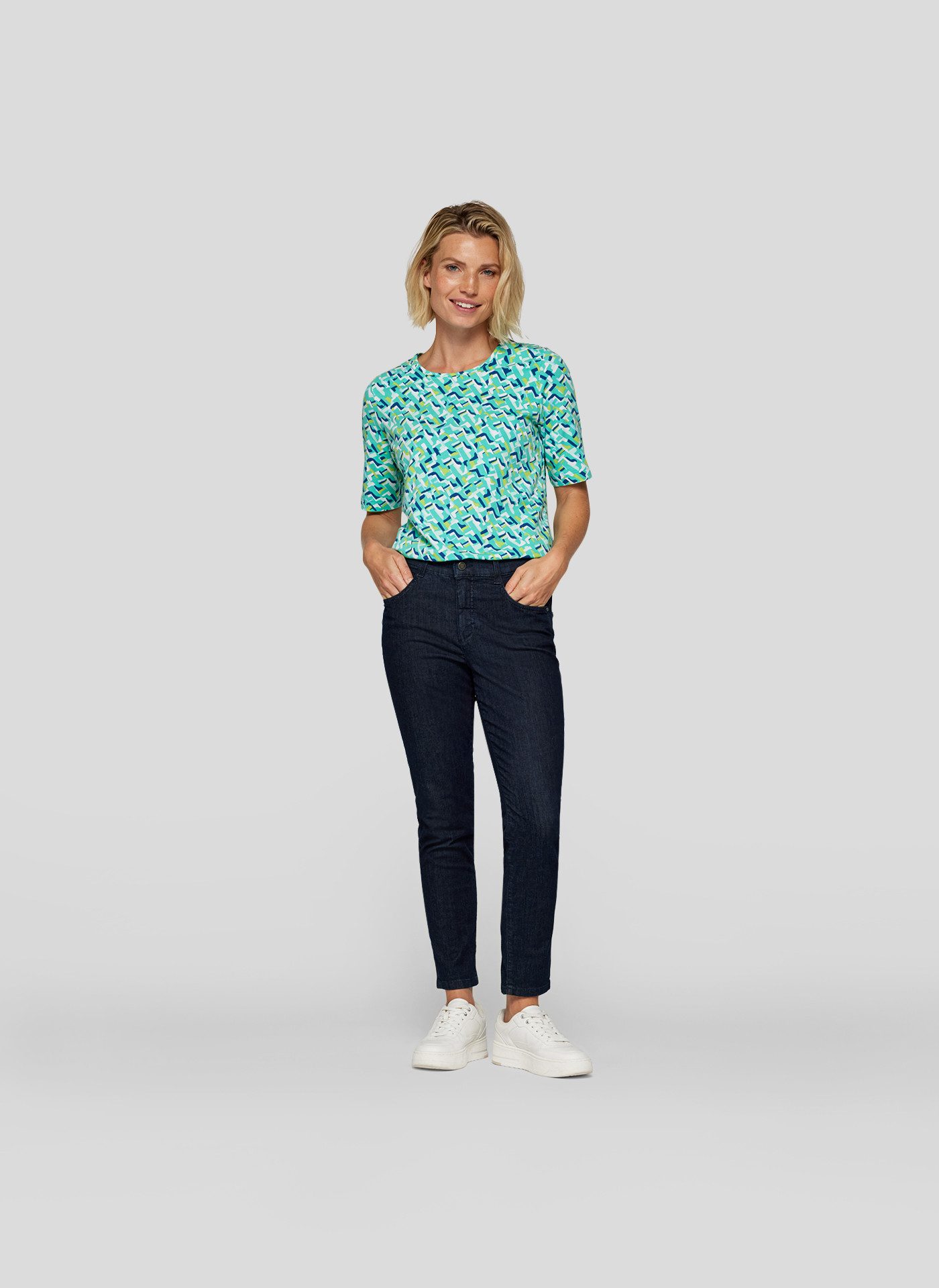 Rabe Shirt met ronde hals halfarm, met grafisch patroon