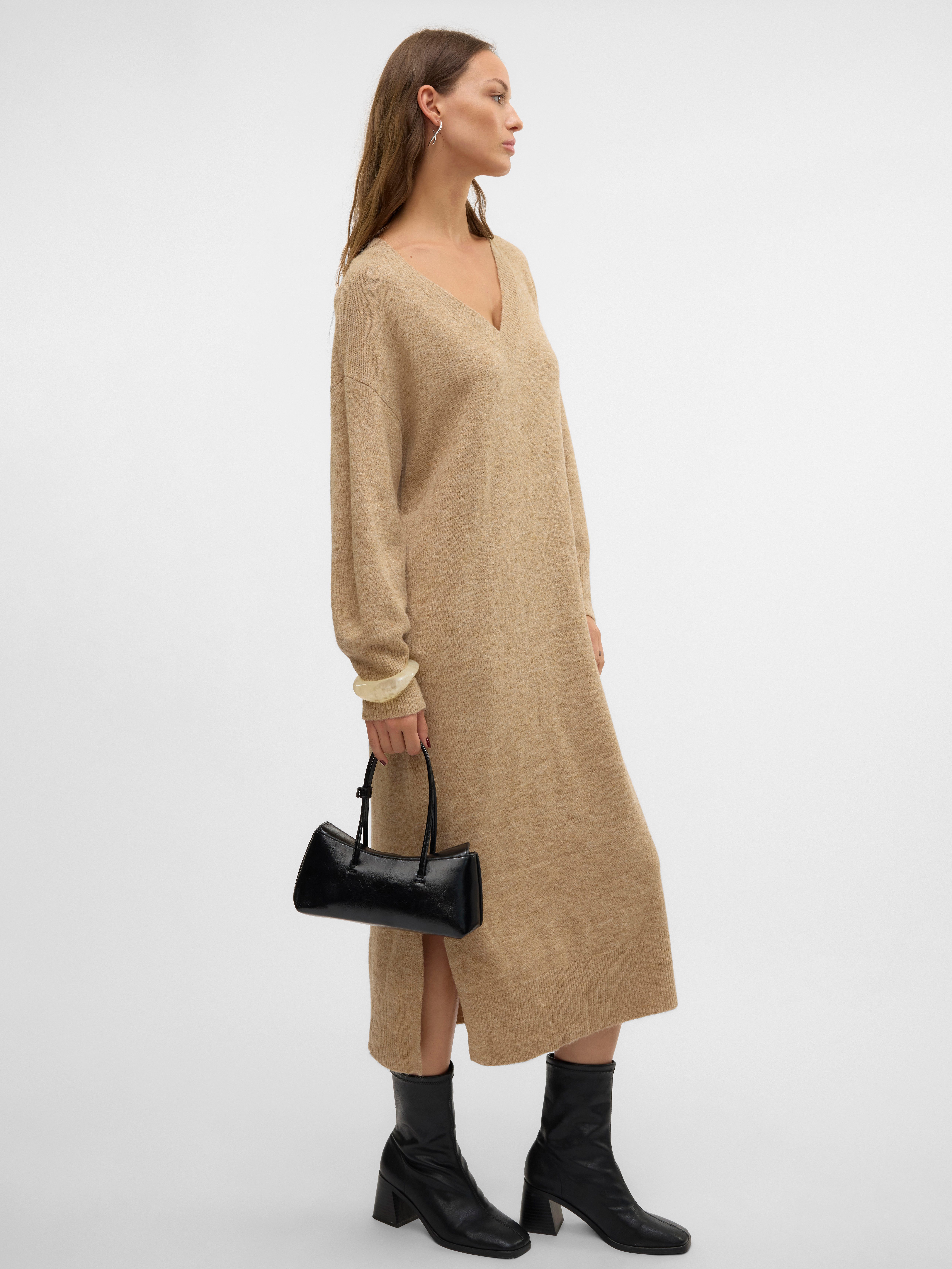 Vero Moda Gebreide jurk VMJUPITER LS V-NECK CALF DRESS BF