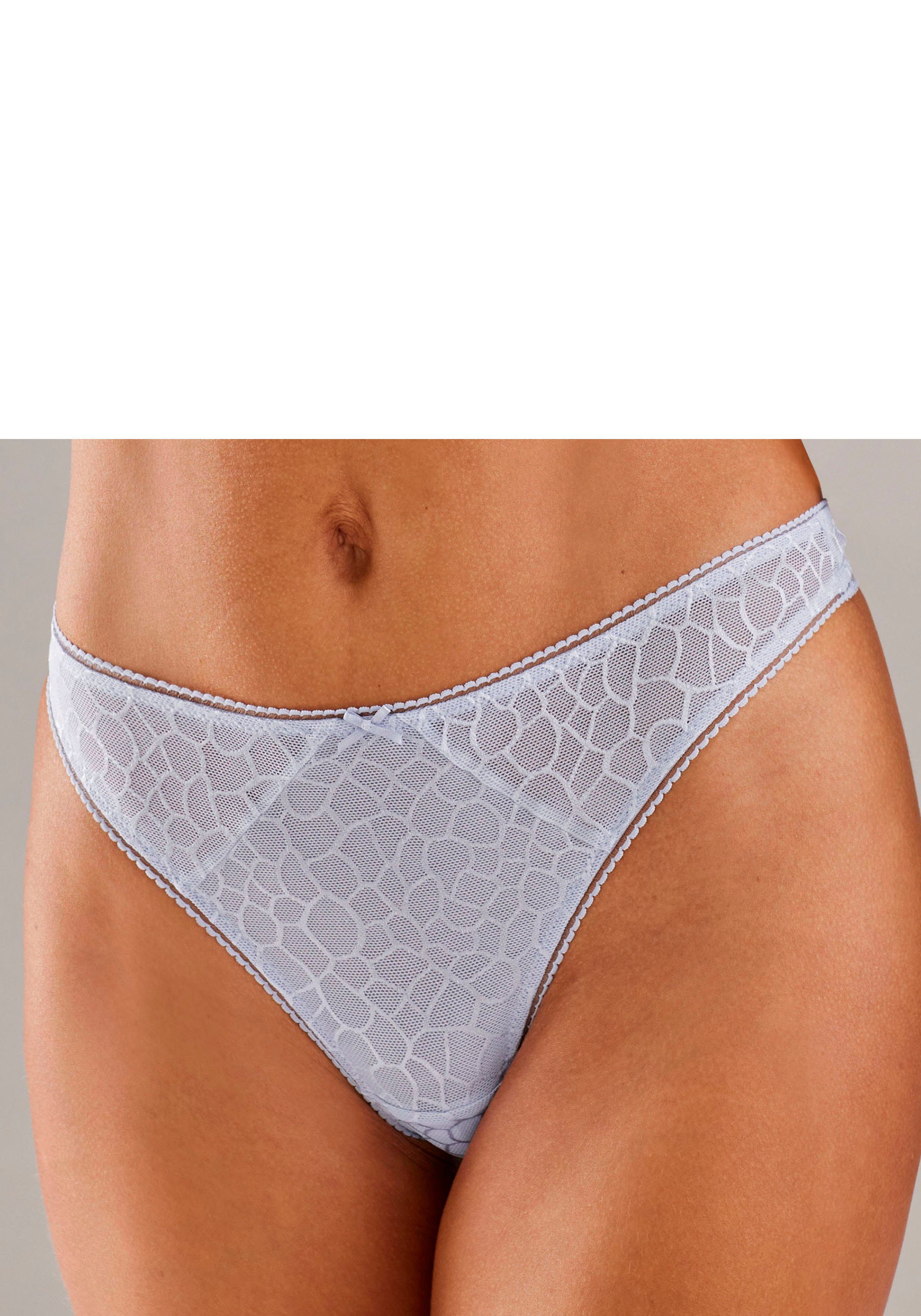 Lascana String Chiara in grafisch netpatroon dames strings maat 36/38 blauw
