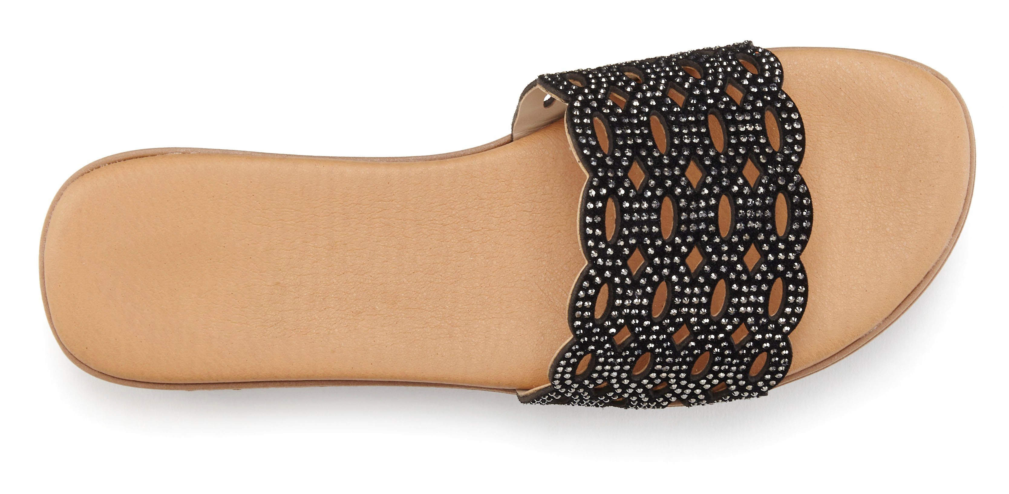 Lascana Slippers Mule, sandaal, open schoen van leer met kleine uitsparingen