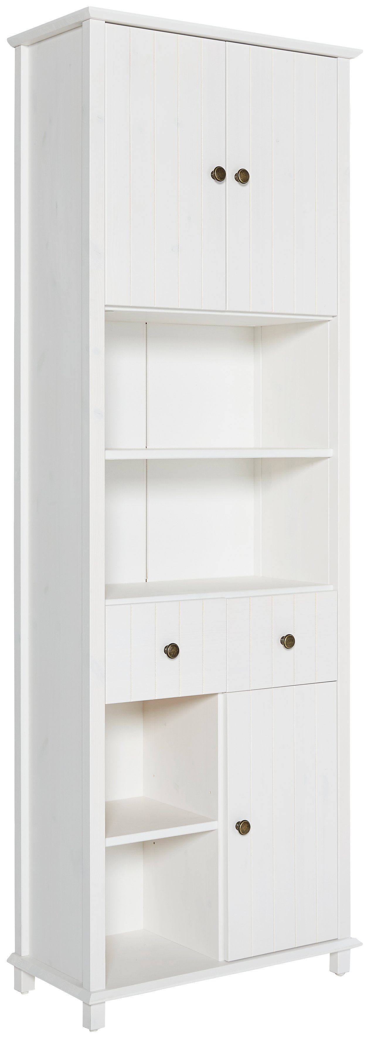 Home affaire Hoge kast Vili Badkamerkast, hoogte 175 cm, 2 lades, 3 deuren, van massief hout