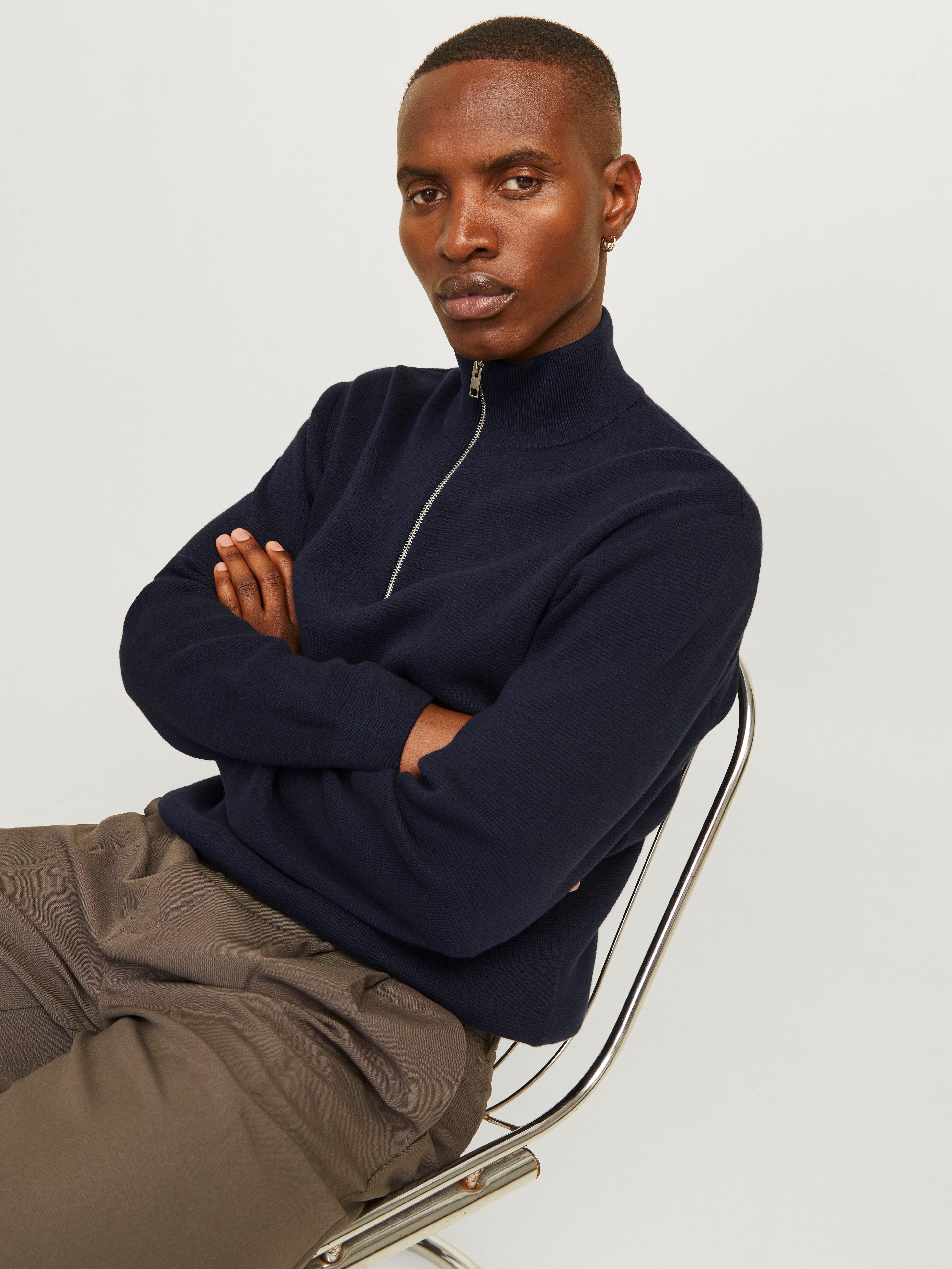 Jack & Jones Schipperstrui JPRBLAMILANO STITCH KNIT HALF ZIP SN