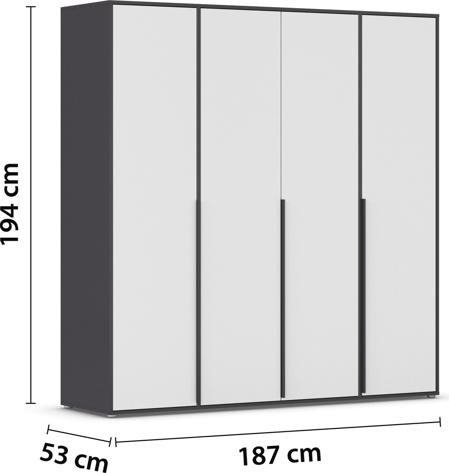 rauch Draaideurkast Kledingkast Kast Garderobe Wasmand NAGATA veel Opbergruimte met moderne stanggrepen in grijs metallic topseller made in germany