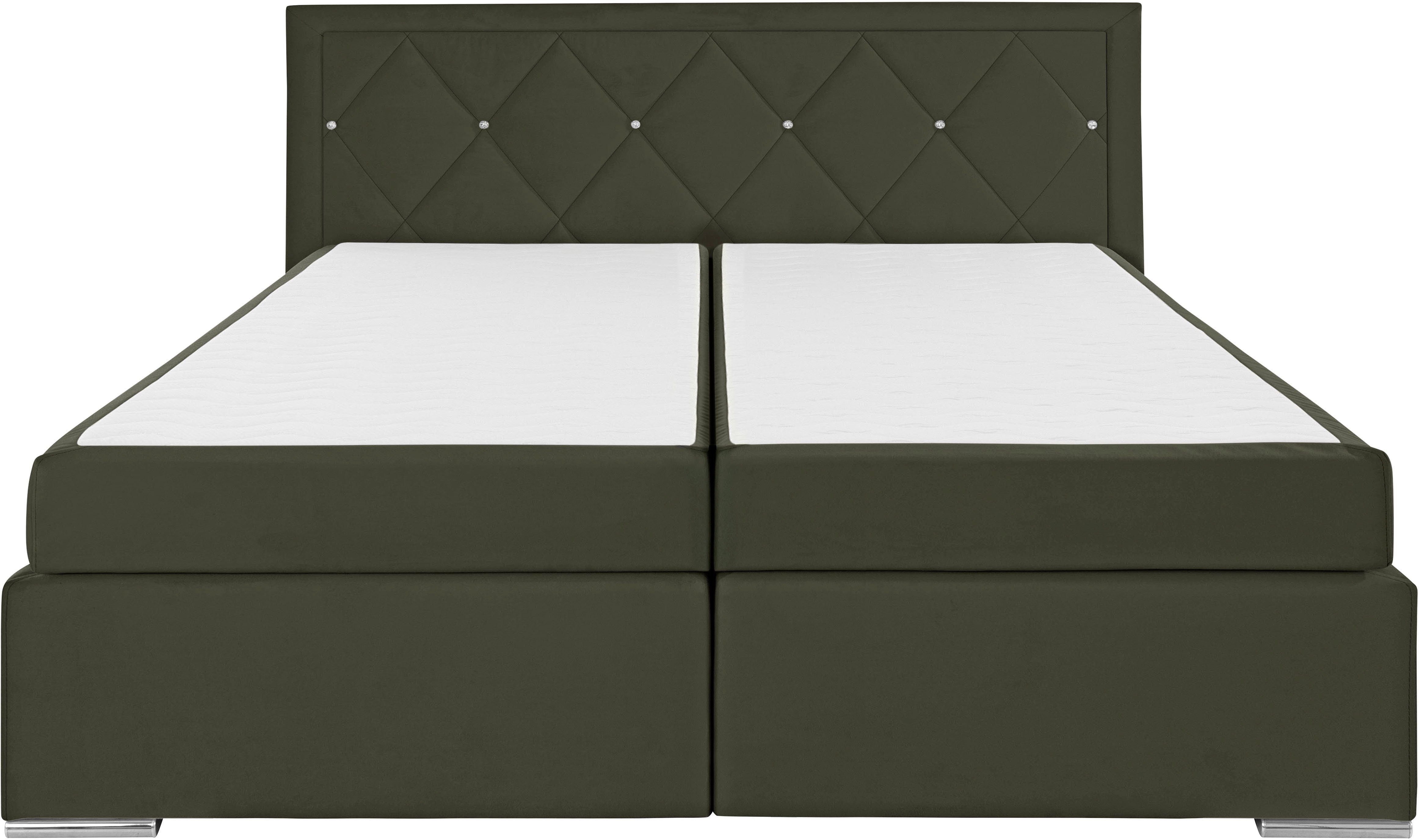Leonique Boxspring Alfie, bestseller, optioneel met bedlade met strassteentjes in het hoofdbord, h2, h3 en h4 ter keuze