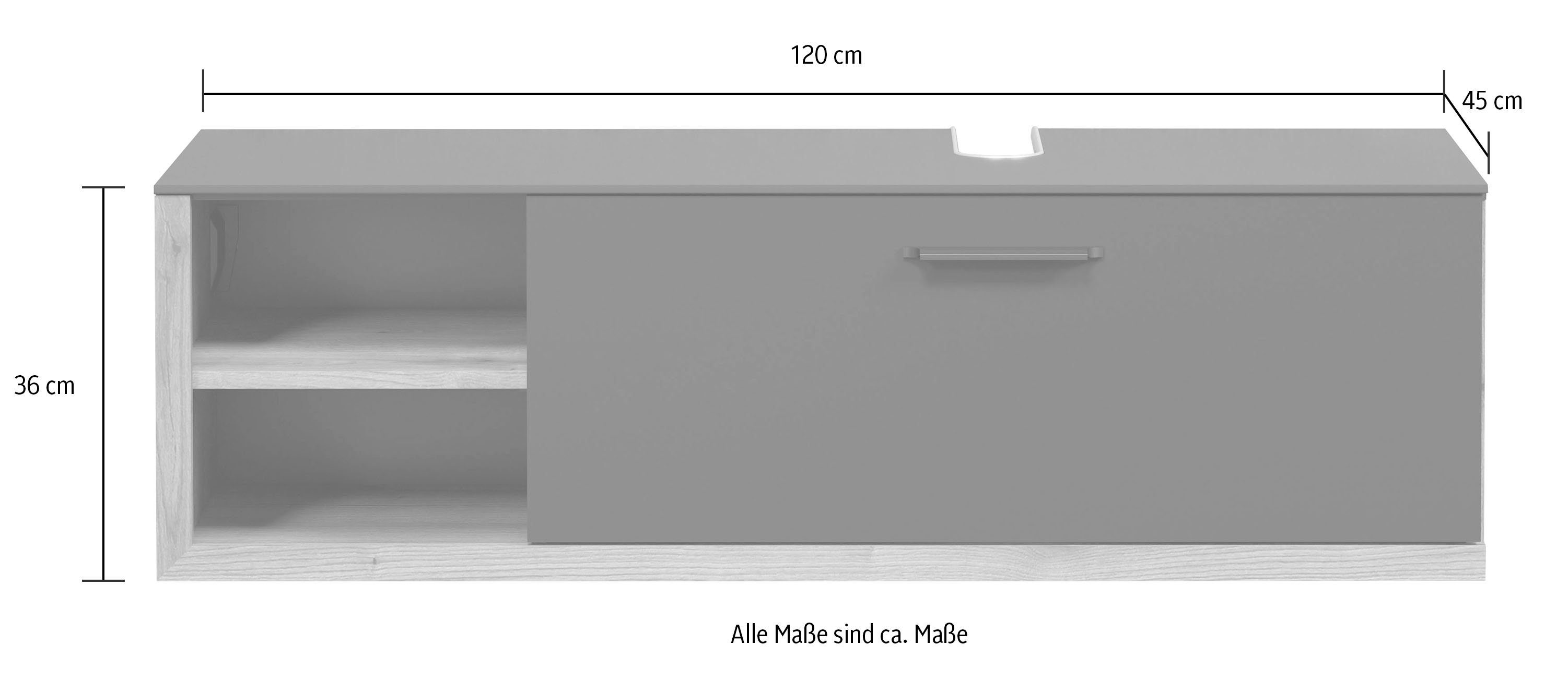 INOSIGN Wastafelonderkast Premont Hangende wastafel met sifonaansluiting - (B/D/H) 120/45/36 cm (1 stuk)