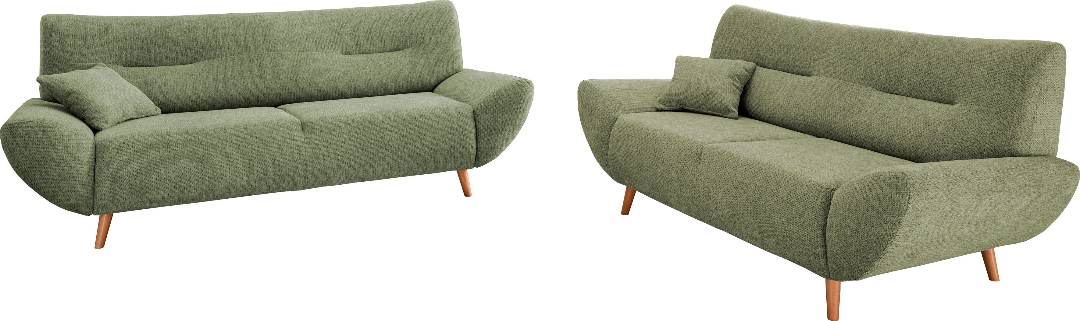INOSIGN Zithoek Drago, modern en tijdloos, actuele vormtaal, comfortabel leverbaar als fauteuil/hoekbank, diverse stoffen, incl. 2 sierkussens (set, 2-delig)