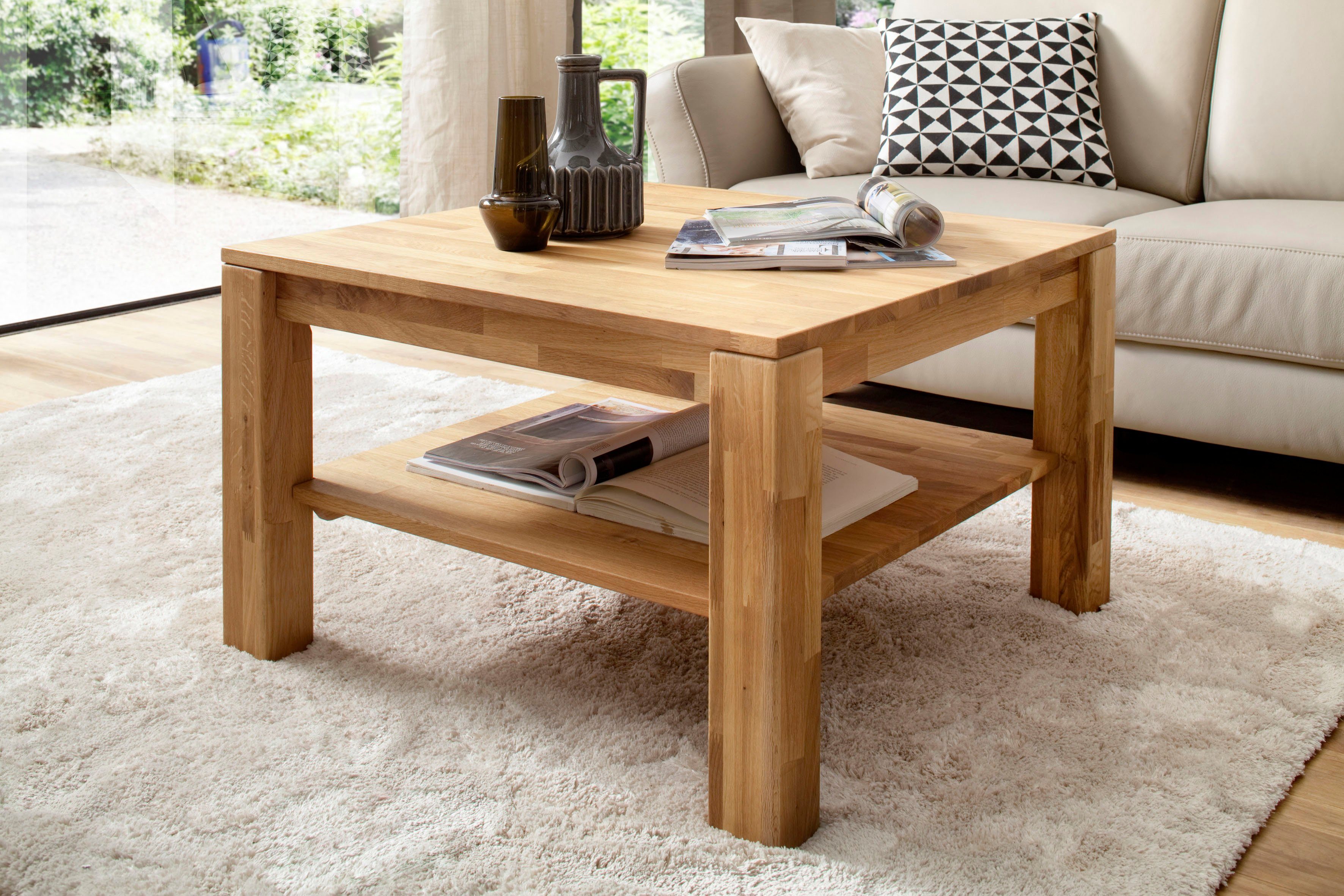 steenkool Ingrijpen mooi MCA furniture Salontafel Salontafel massief houten tafel met planchet  online shoppen | OTTO