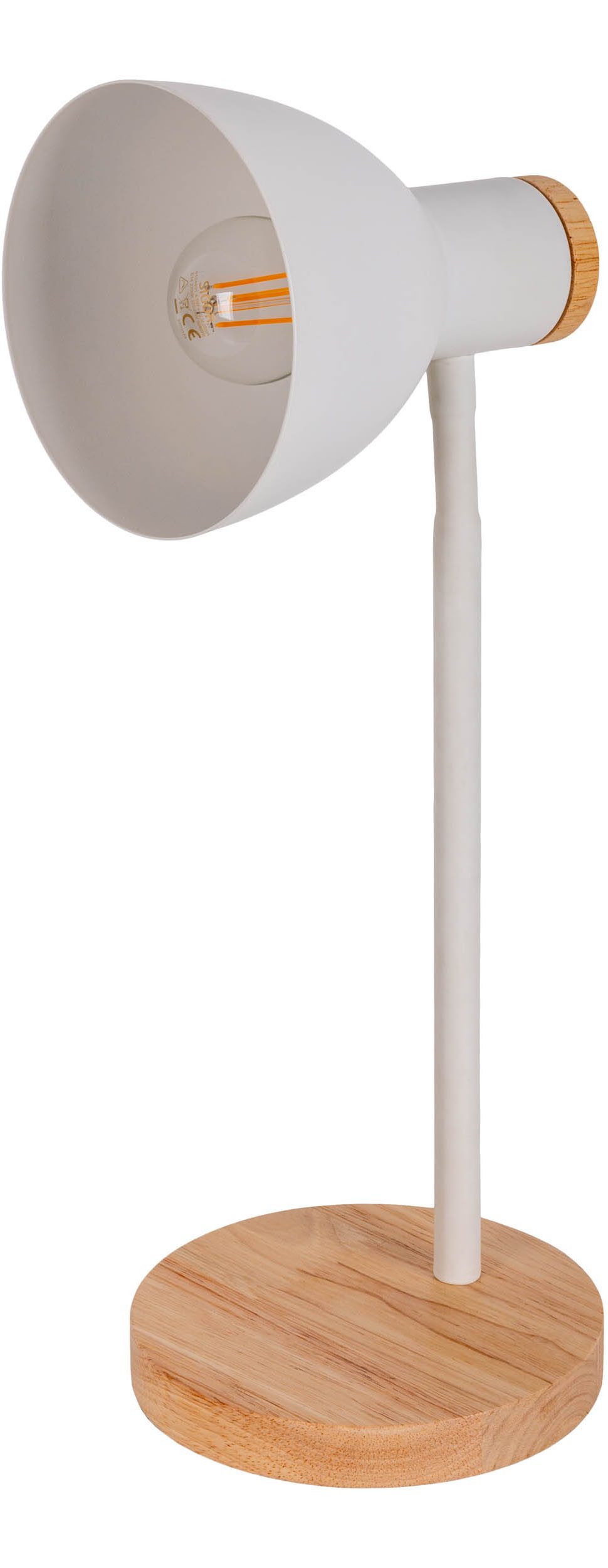 näve Bureaulamp Marie Voet en kap deels van hout, kap flexibel beweegbaar, E14 (1 stuk)