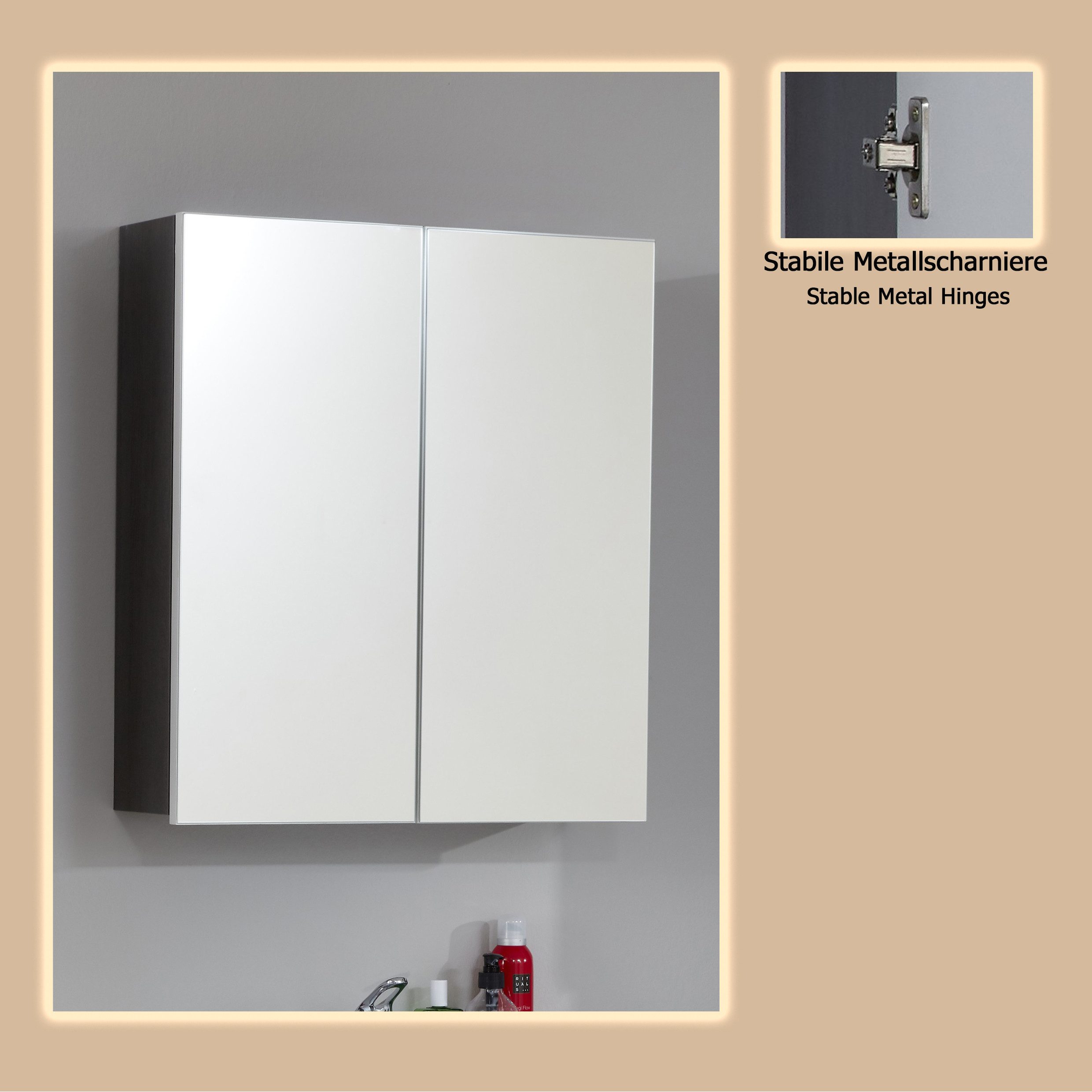 welltime Spiegelkast Sovana Badkamerkast optioneel met of zonder verlichting - (B/D/H) 60/18/67 cm