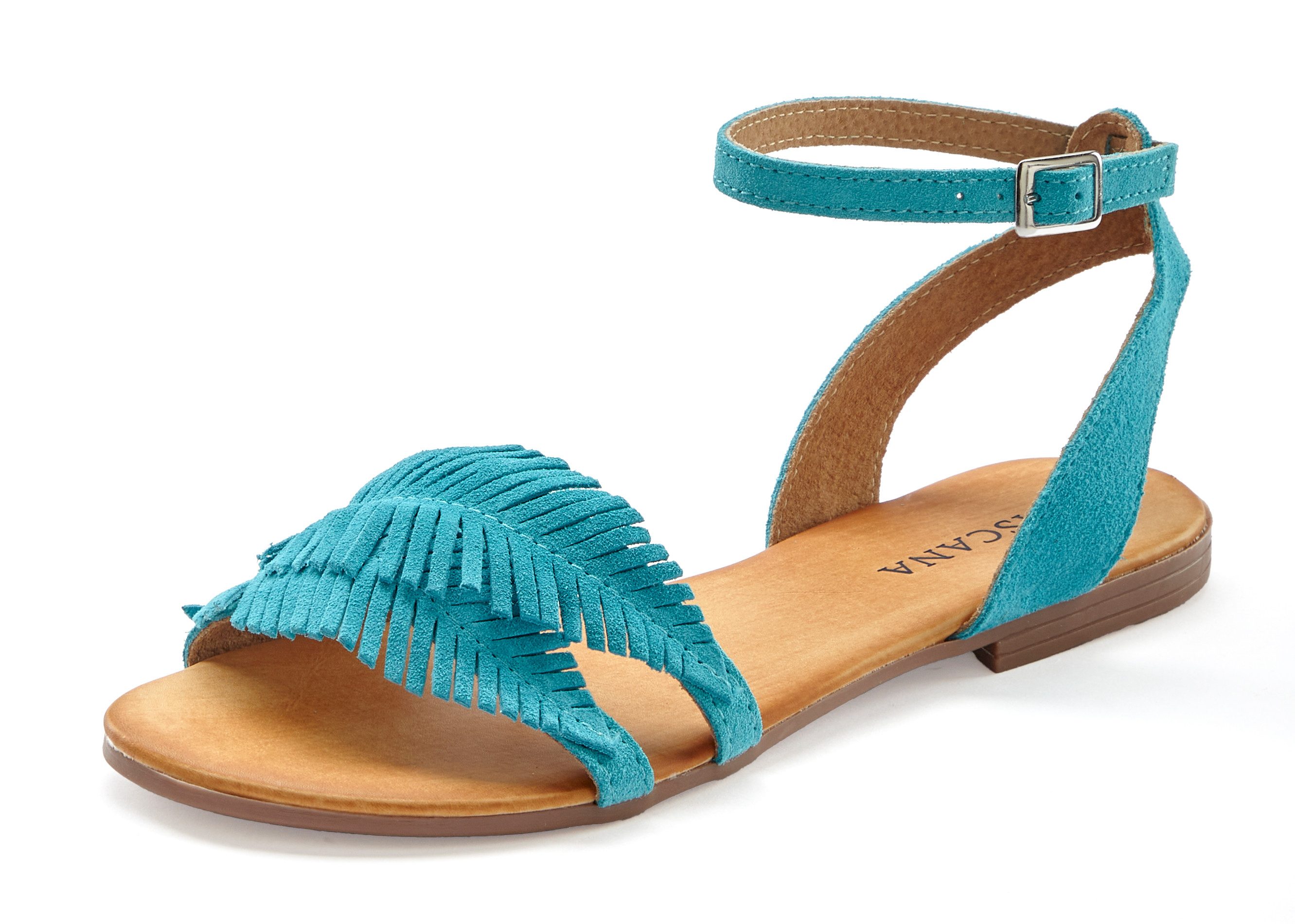 Lascana Sandalen Zomerschoen Sandalette, zomerschoen van leer met modieuze franjes