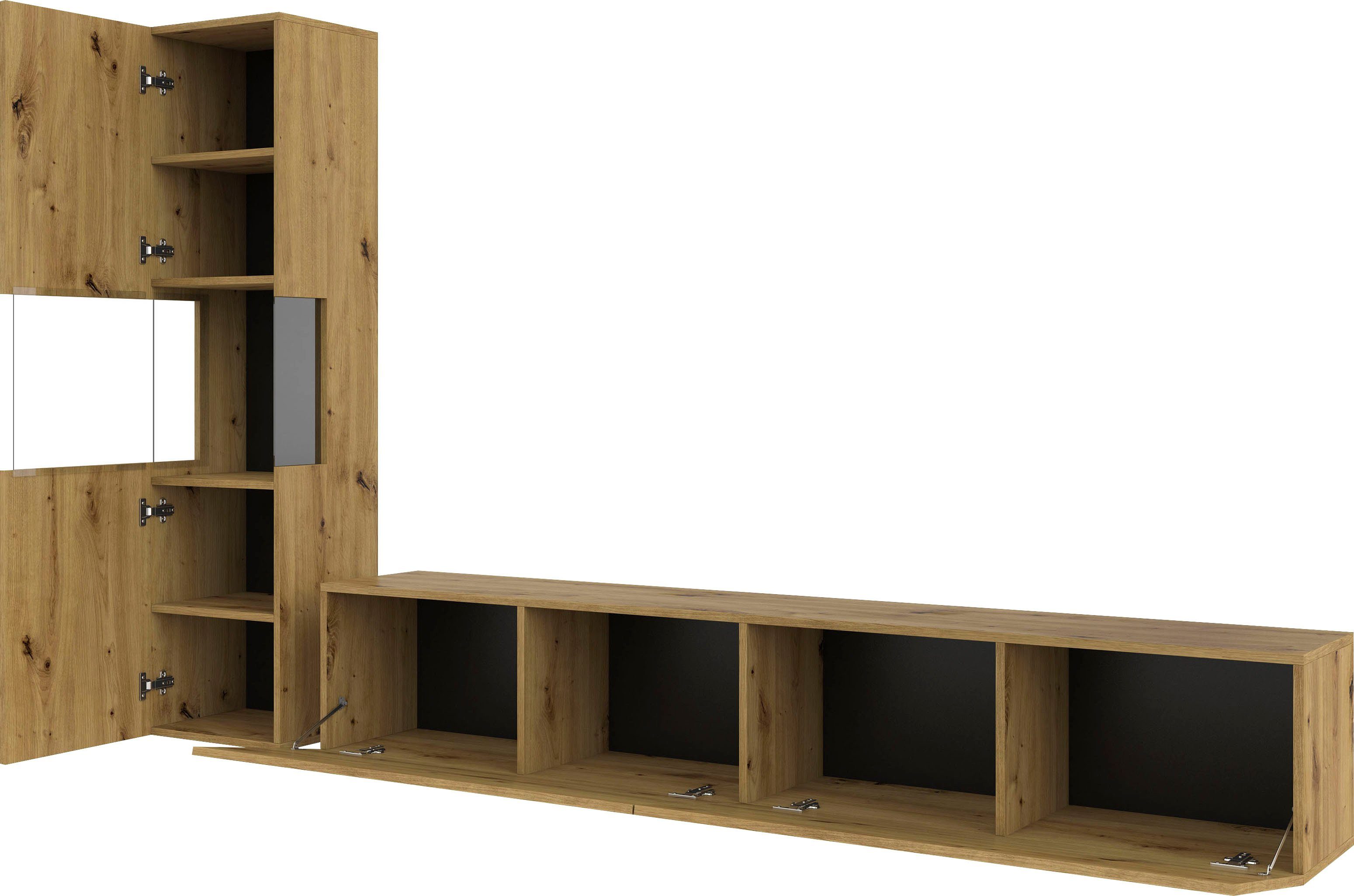 INOSIGN Wandmeubel Ava, woonkamer-set hangend/staand te monteren, vitrinekast, lowboard