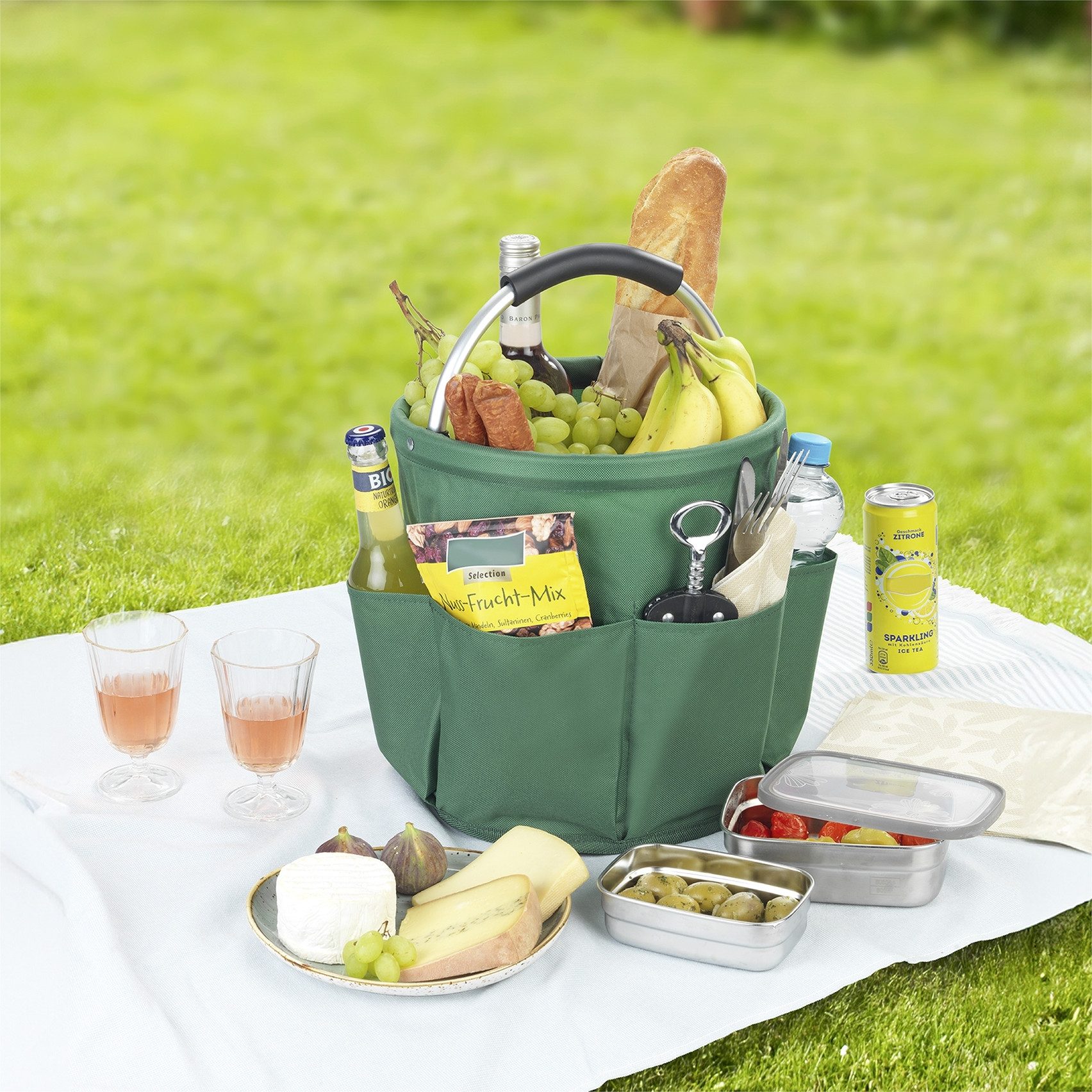 Maximex Organizer Schoonmaak-Caddy Multifunctioneel mand met 6 buitenzakken, ideaal voor huishouden, tuin & kamperen