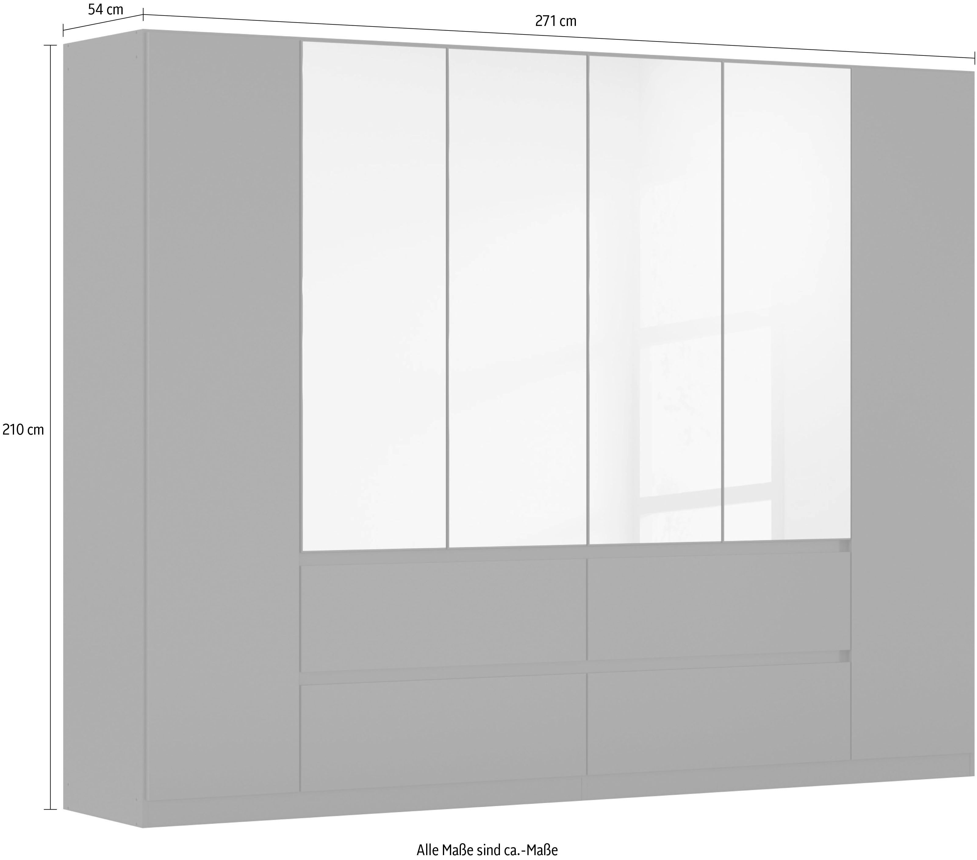 rauch Draaideurkast Kledingkast met spiegel garderobe MAINZ greeploos front met spiegel, buitendeuren met push-to-openfunctie