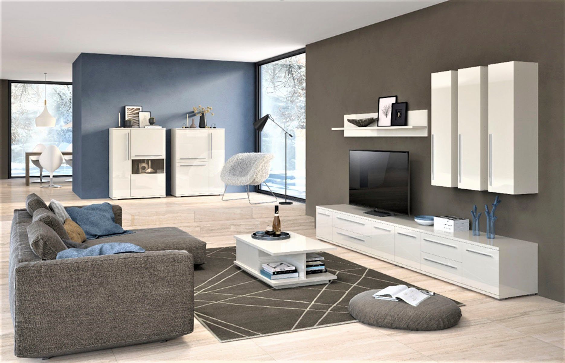 Places of Style Hangende vitrinekast Piano UV gelakt, soft-close functie, hoogte 115 cm, breedte 29,7 cm