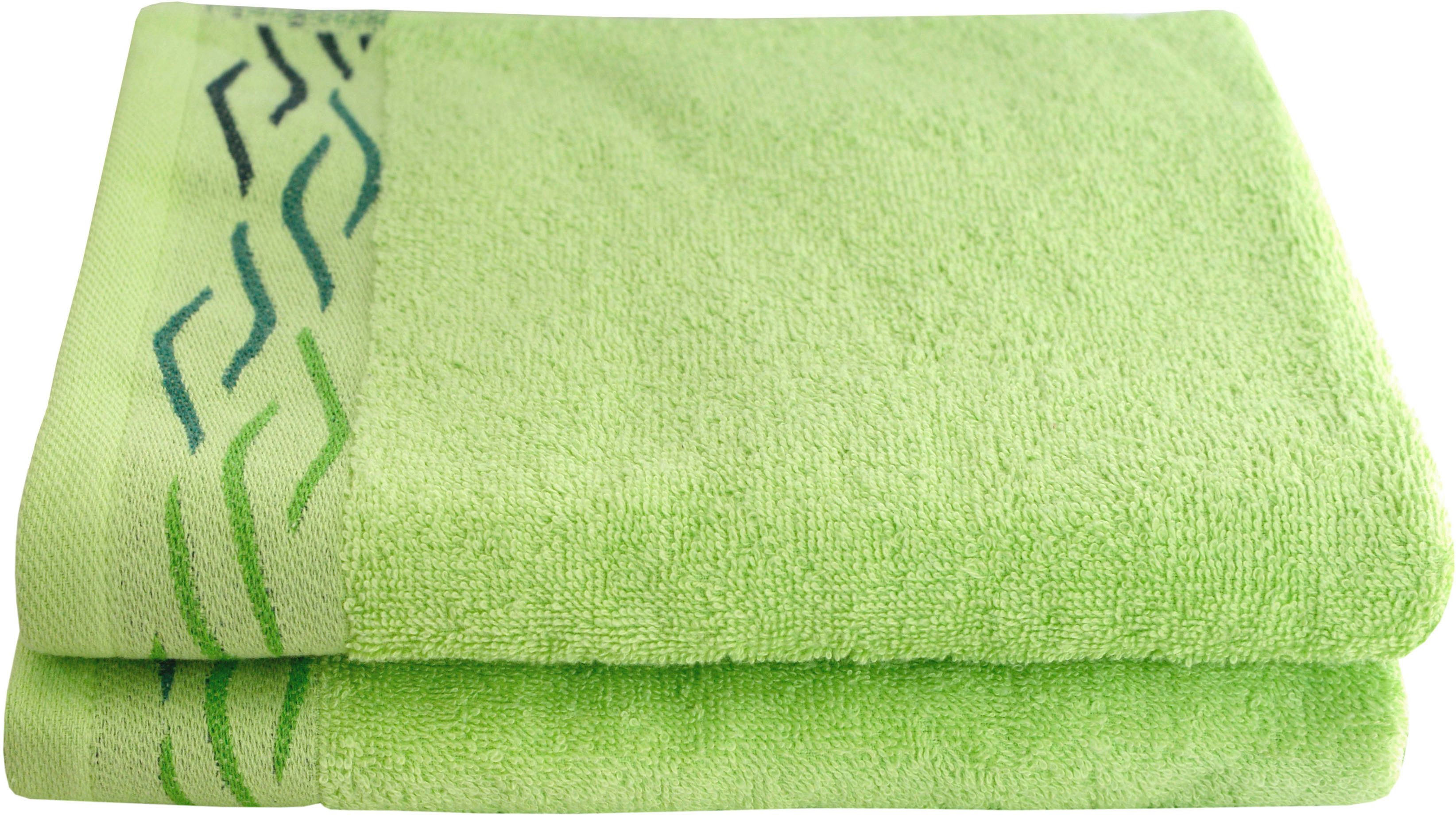 Dyckhoff Handdoeken WAVE met jacquard rand (set, 2 stuks) handdoeken groen