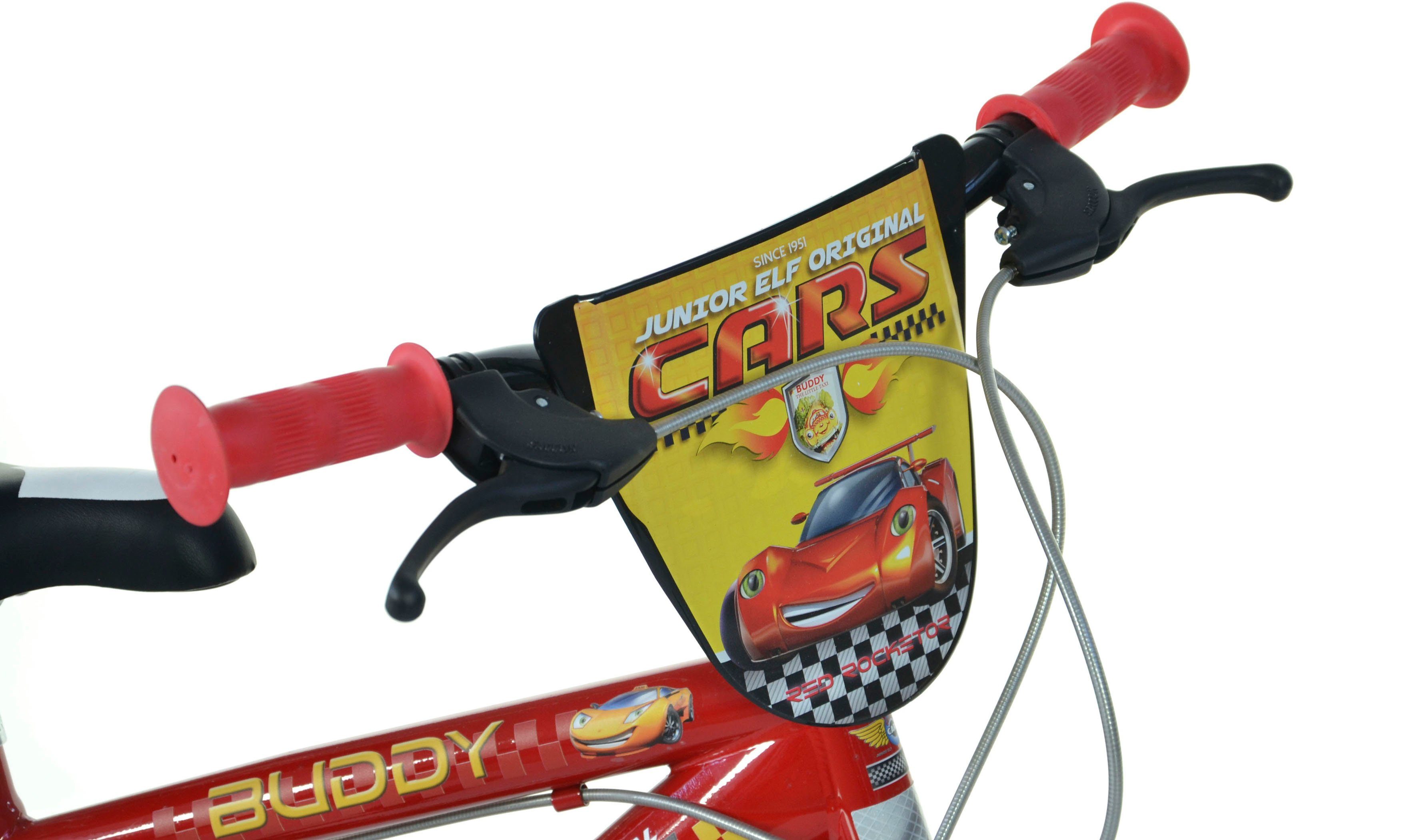 Dino Kinderfiets Cars Buddy met zijwieltjes, drinkfles en klep
