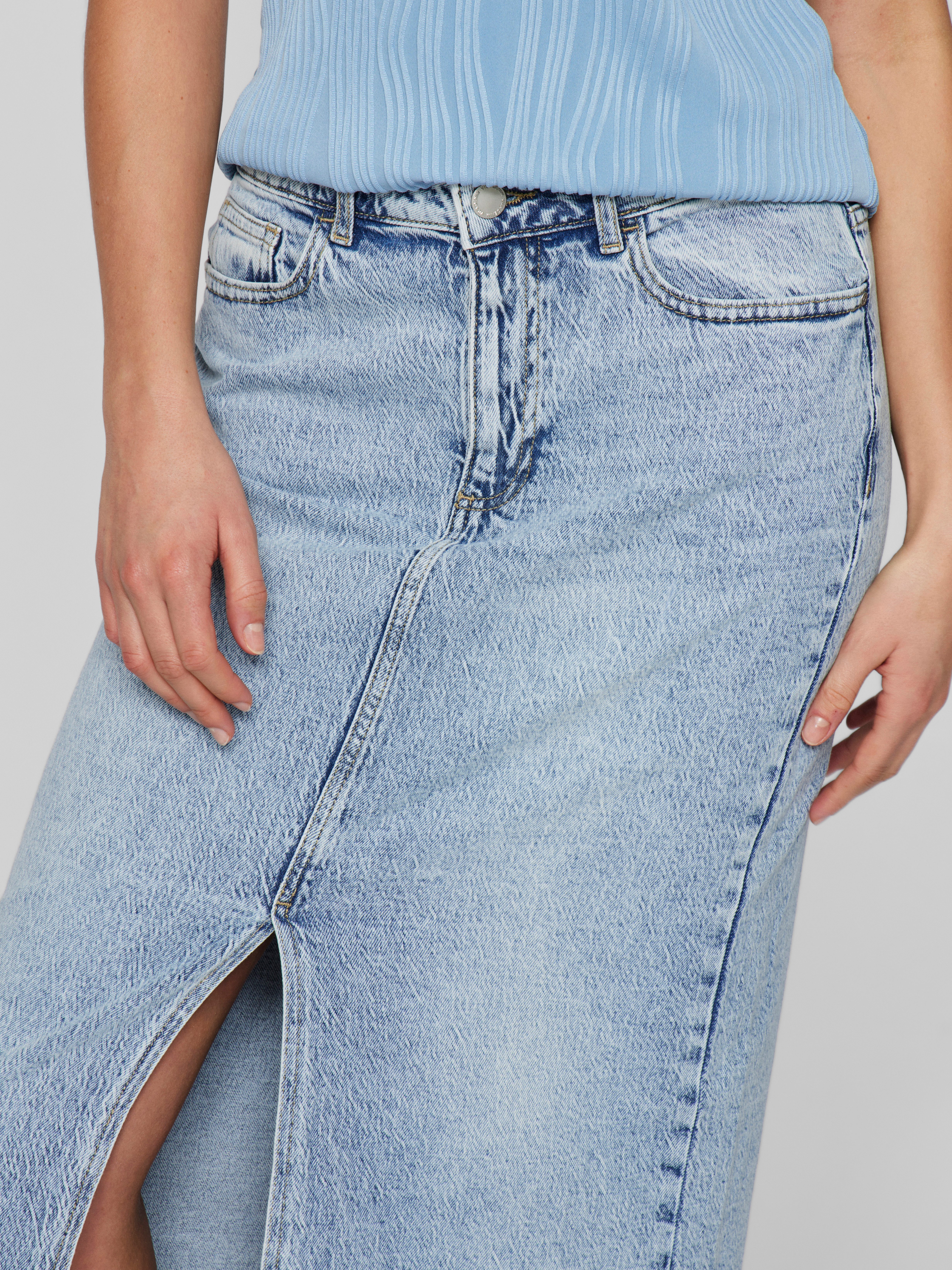Vila Jeans rok VIJAF HW MIDI DENIM SKIRT-NOOS
