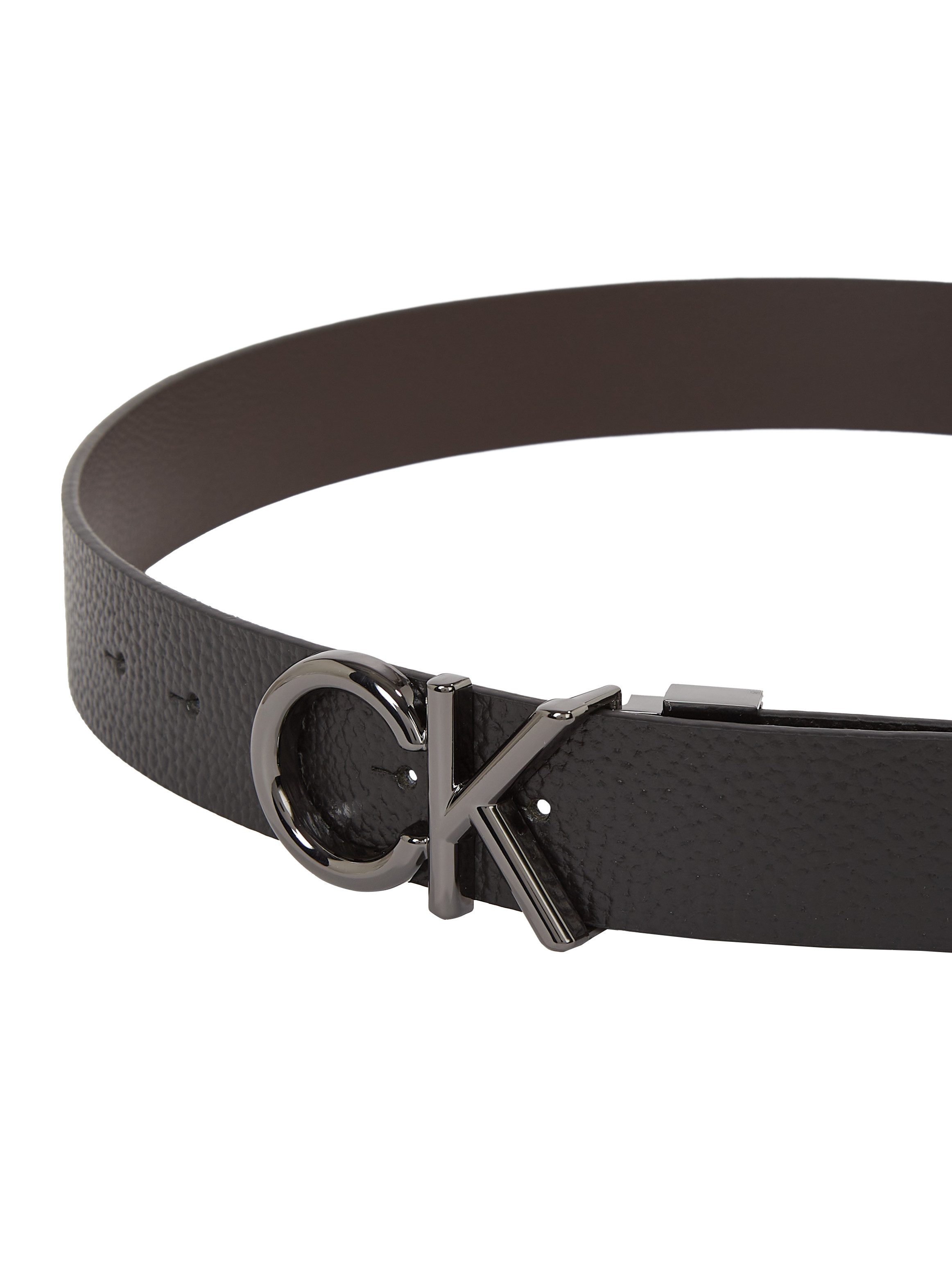 Calvin Klein Leren riem ADJ/REV CK METAL BOMBE PB 35MM
