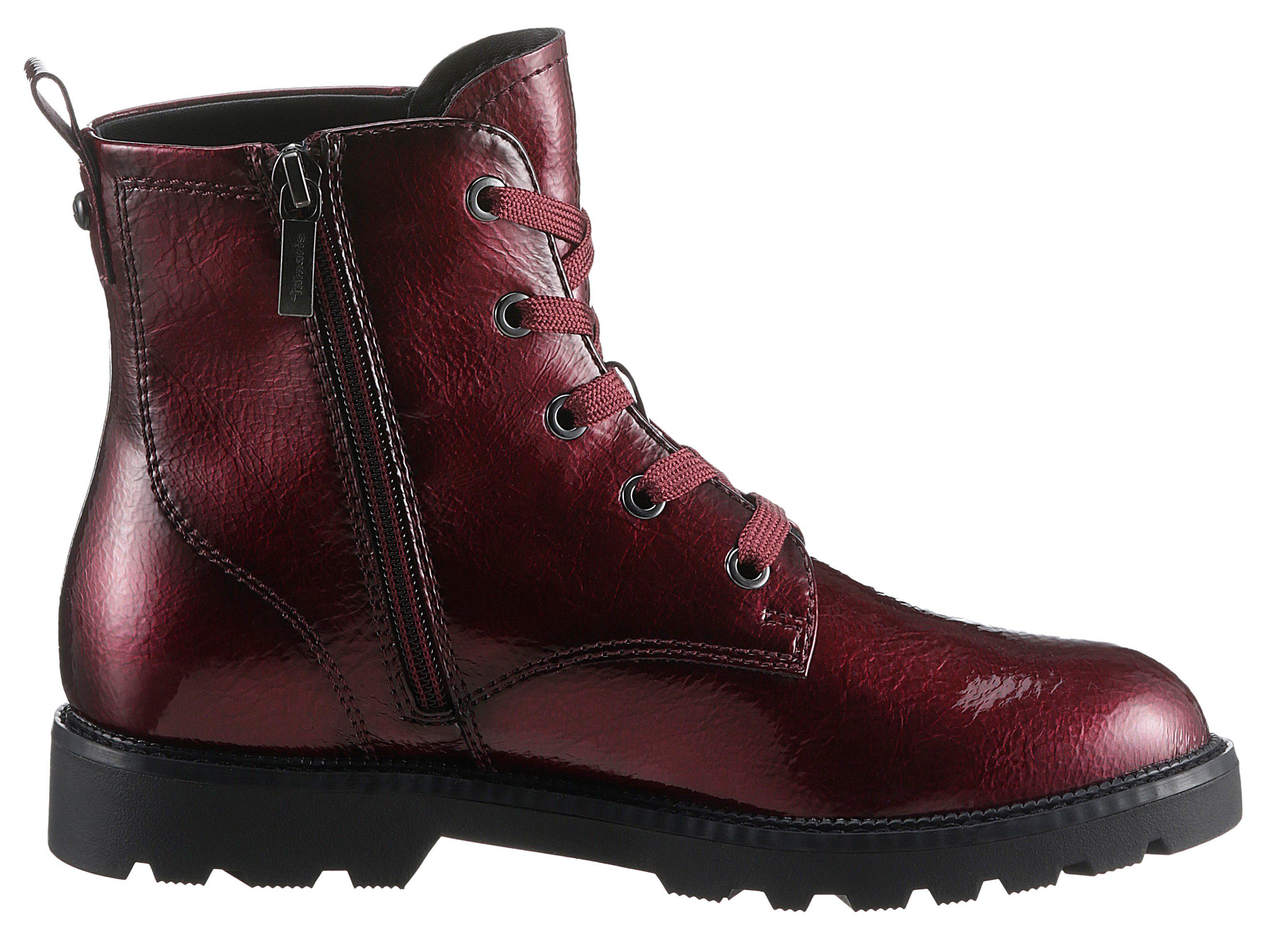 Tamaris Veterschoenen blokhak, veterschoen, enkellaars in vegan verwerking