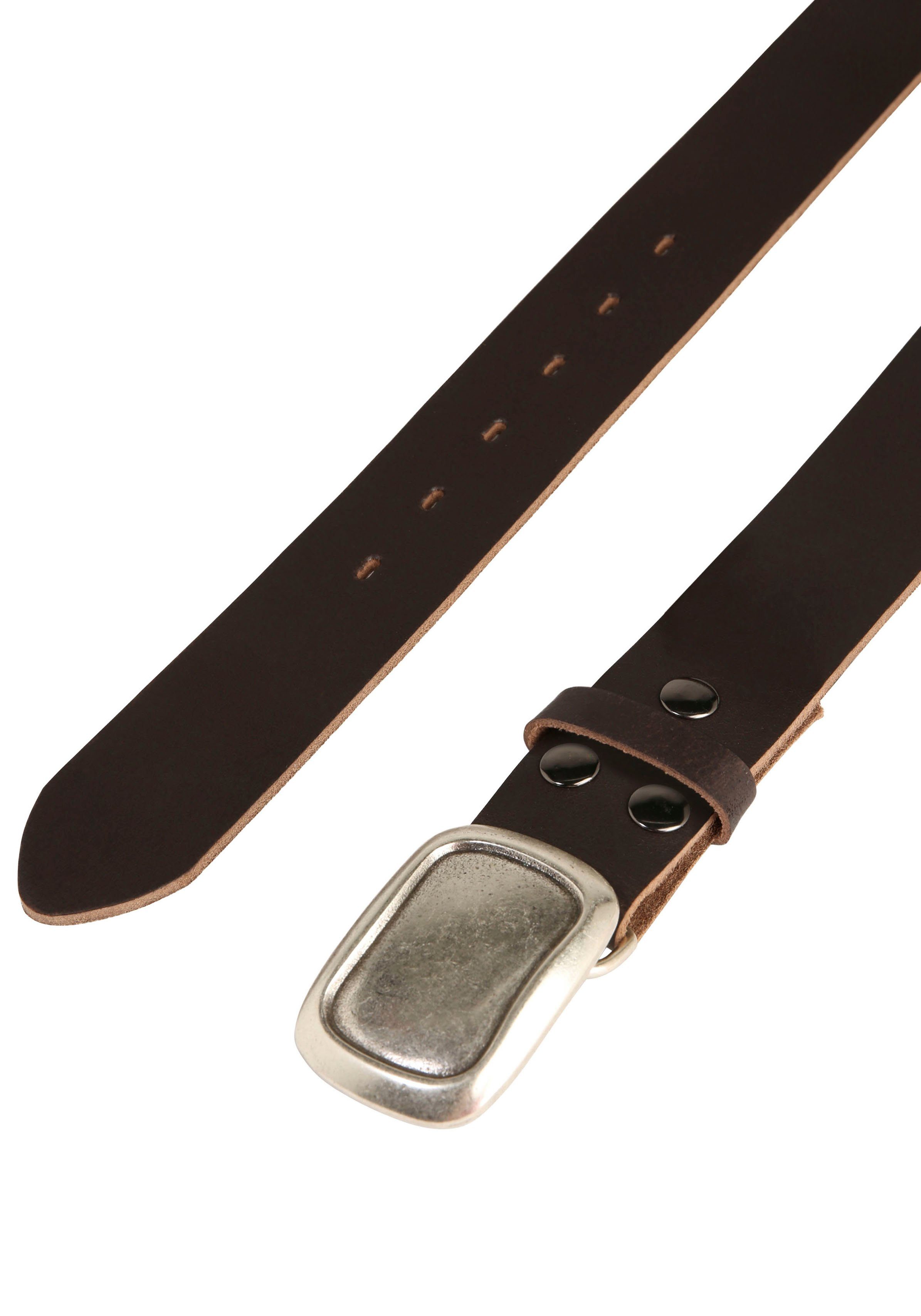 RETTUNGSRING by showroom 019° Leren riem met verwisselbare sluiting "rechthoek ingelijst"