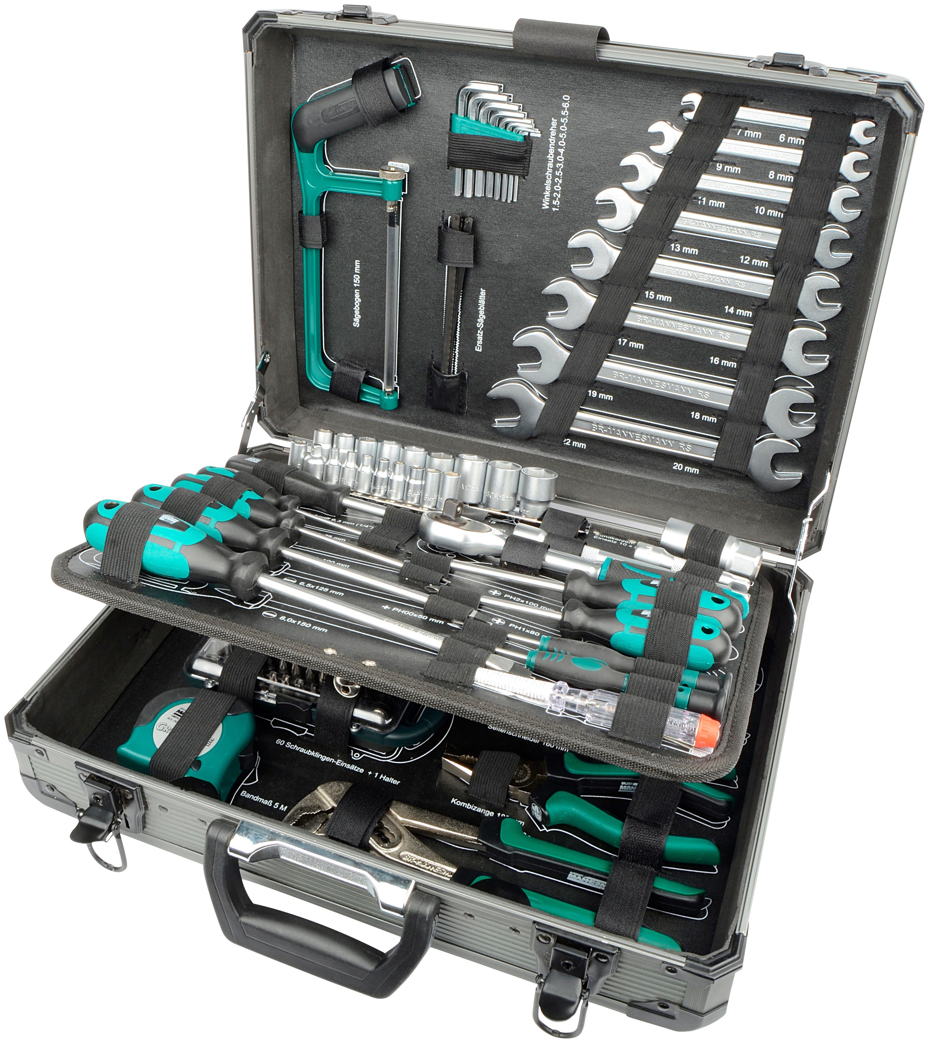 Brüder Mannesmann Werkzeuge Gereedschapsset 133-delig (set, 133 stuks) gereedschapssets maat 14,5 x 46 x 36,5 cm zwart